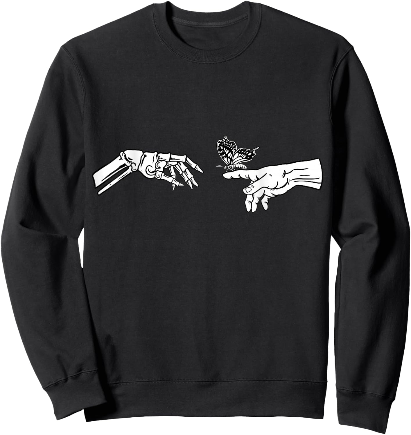 Michelangelo Creation of Adams Butterfly Grunge , black Sweatshirt - Sweatshirt | Black