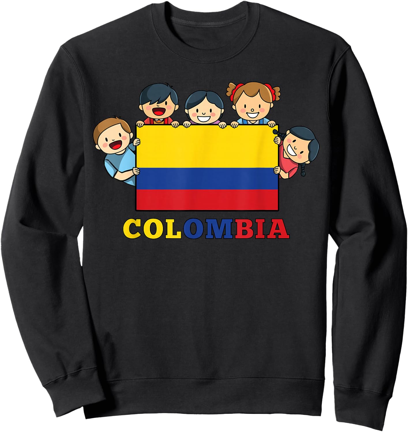 Kids Colombia Flag Hispanic Heritage Month Colombian Sweatshirt - Sweatshirt | Black