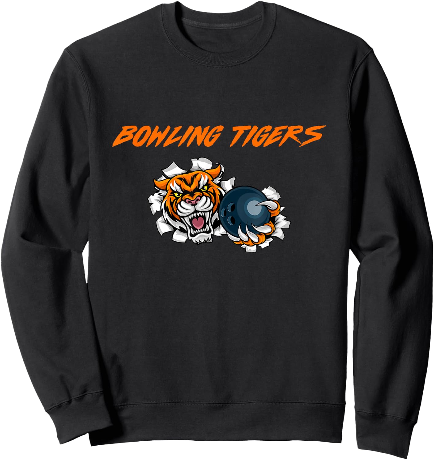 Cool Tiger With Bowling Ball Bowling Team Matching Sweatshirt - Sweatshirt | Black