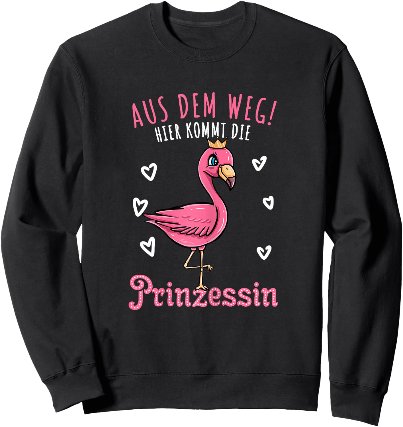 Hier Kommt Die Prinzessin Flamingo Mädchen , black Sweatshirt - Sweatshirt | Black