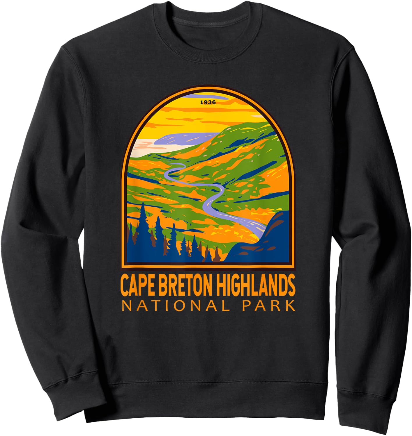 Cape Breton Highlands National Park Canada Vintage Emblem Sweatshirt - Sweatshirt | Black