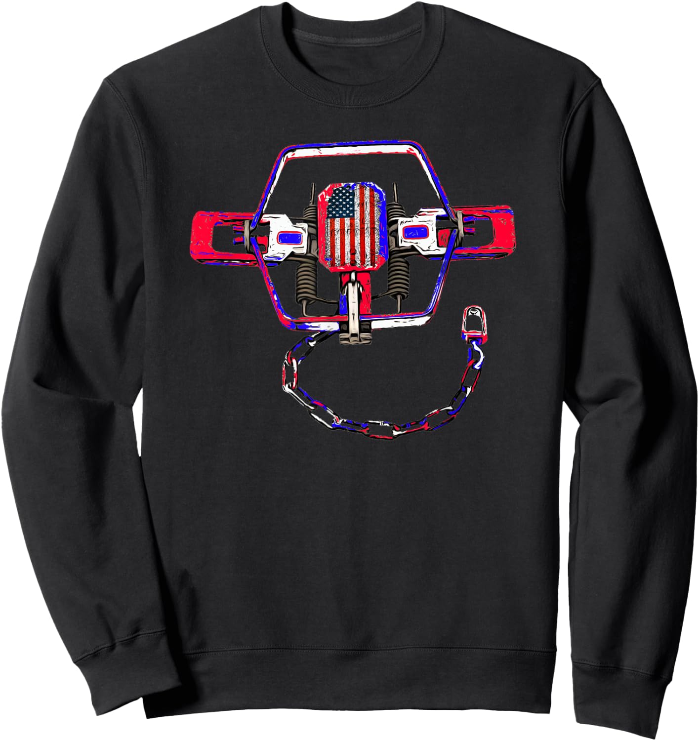 Trapping Shirt with a USA Flag Trap for Trappers Women Kids Men Sweatshirt - Sweatshirt | Black