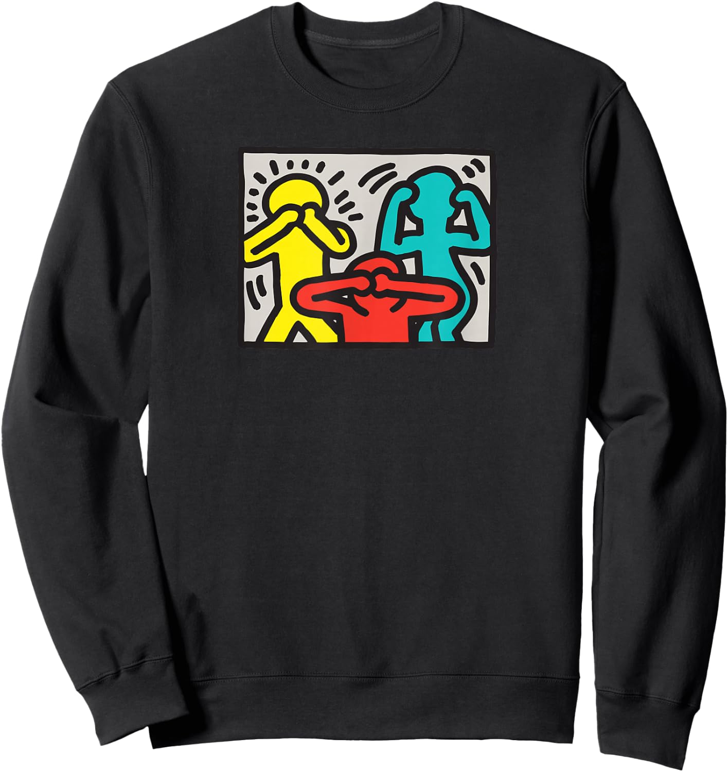 Keith Haring See Hear Speak Nothing Boses Artwork , blue Sweatshirt - Sweatshirt | Black