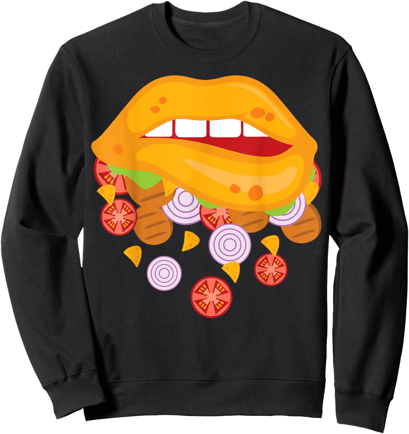 Sexy Taco Lips Funny Taco Cinco De Mayo Taco Lover Sweatshirt - Sweatshirt | Black