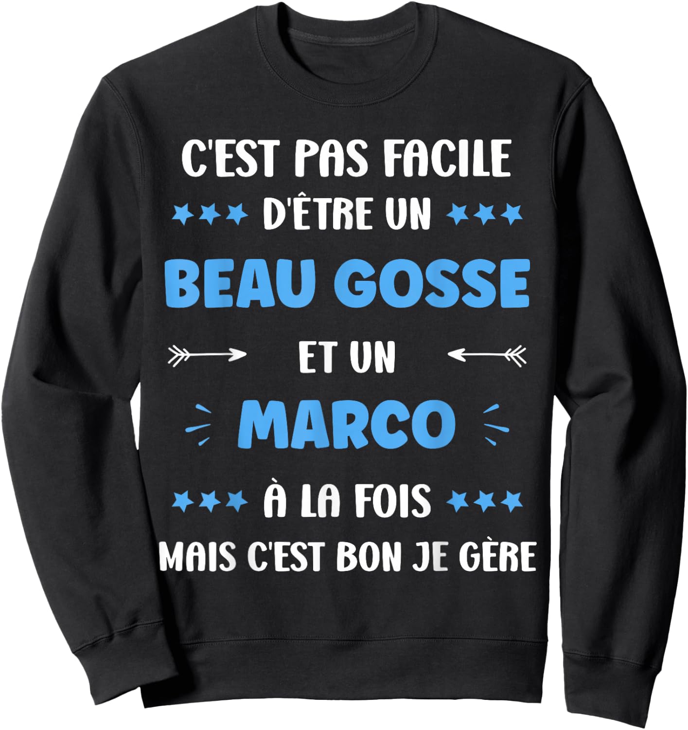Name Marco Humour beau gosse Marco Sweatshirt - Sweatshirt | Black