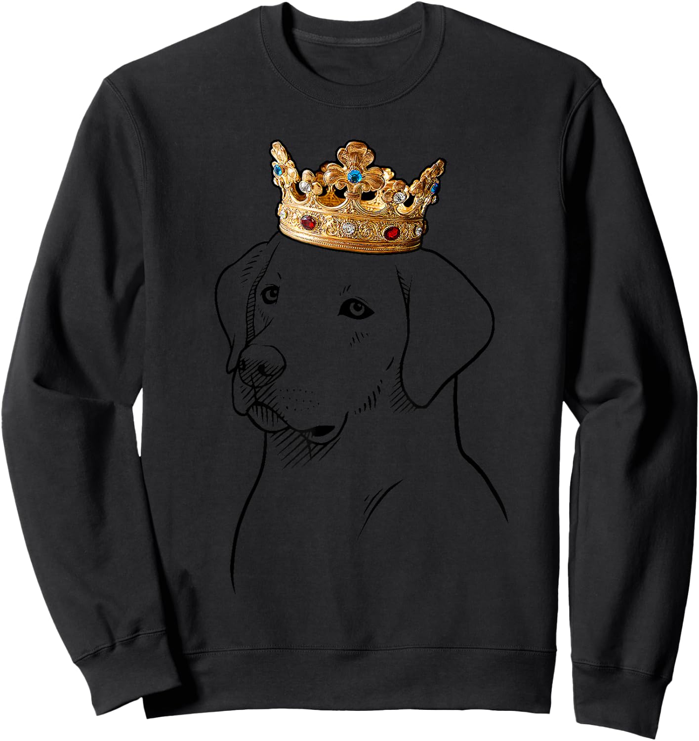 Labrador Retriever Dog Wearing Crown Women Kids Sweatshirt - Sweatshirt | Black