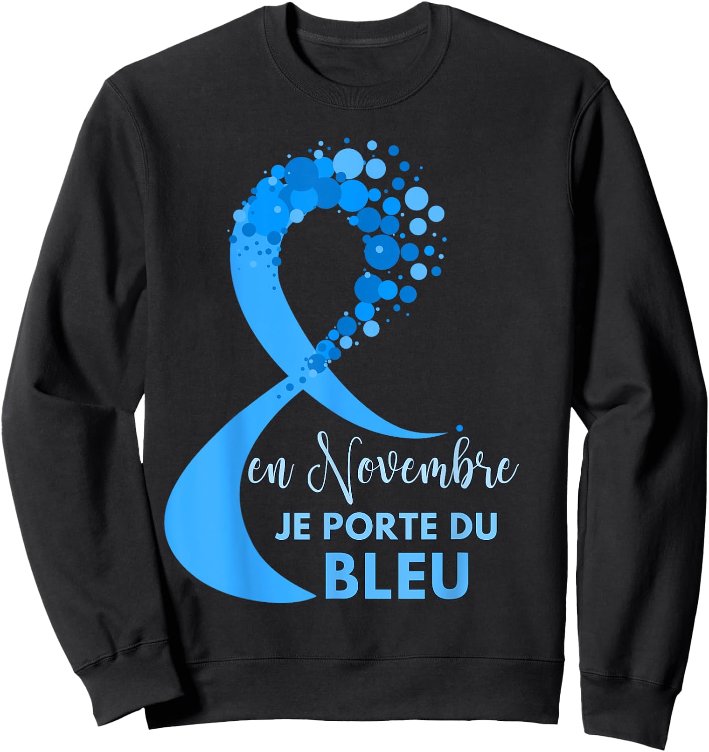 Blue Ribbon Prostate Cancer November Awareness Sweatshirt - Sweatshirt | Black