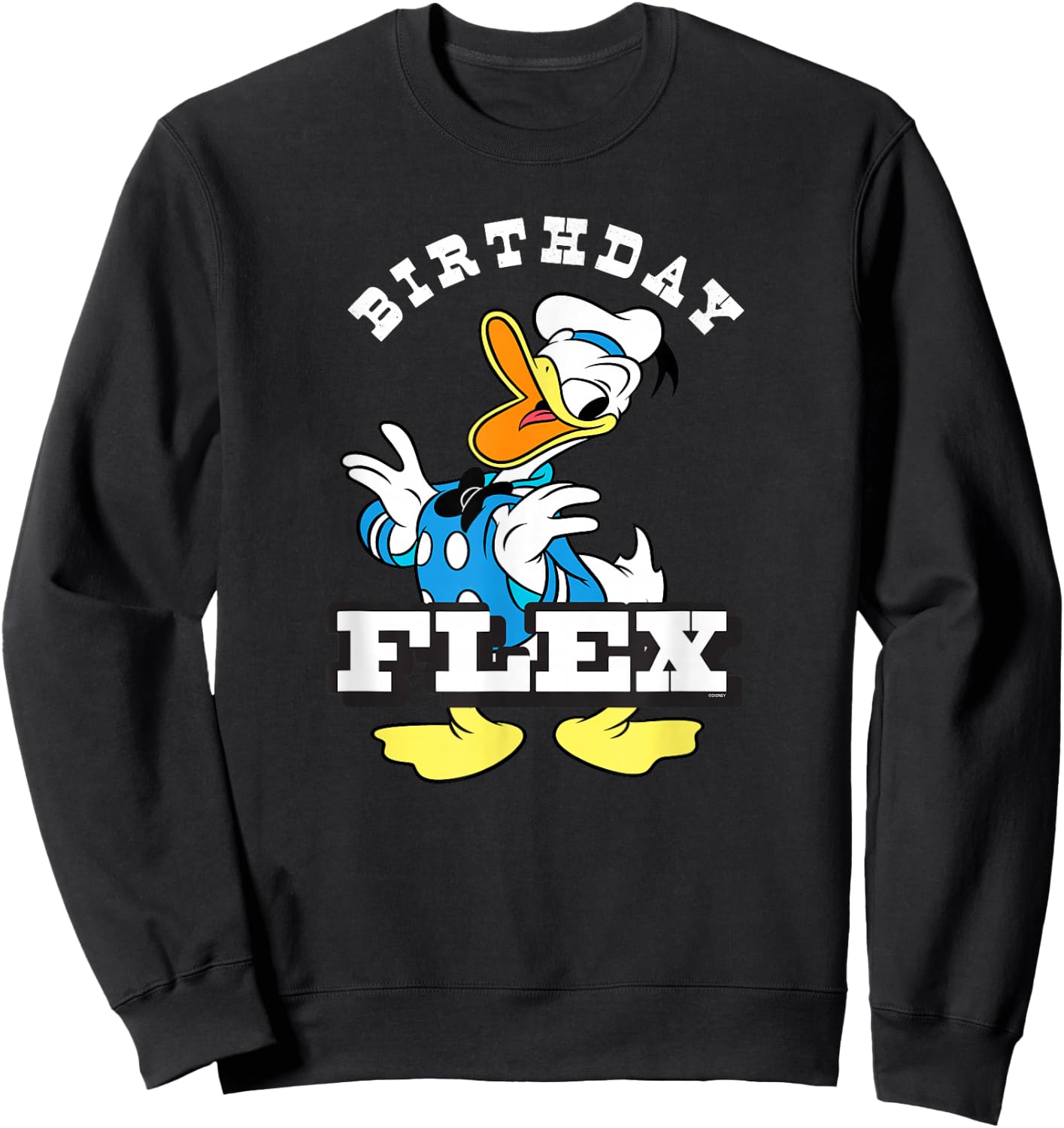 Disney Donald Duck Classic Vintage Retro Birthday Flex Sweatshirt - Sweatshirt | Black