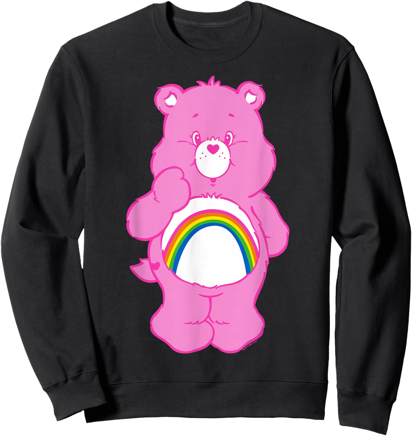 Care Bears Cheer Bear Classic Vintage Rainbow Belly Badge , gray Sweatshirt - Sweatshirt | Black