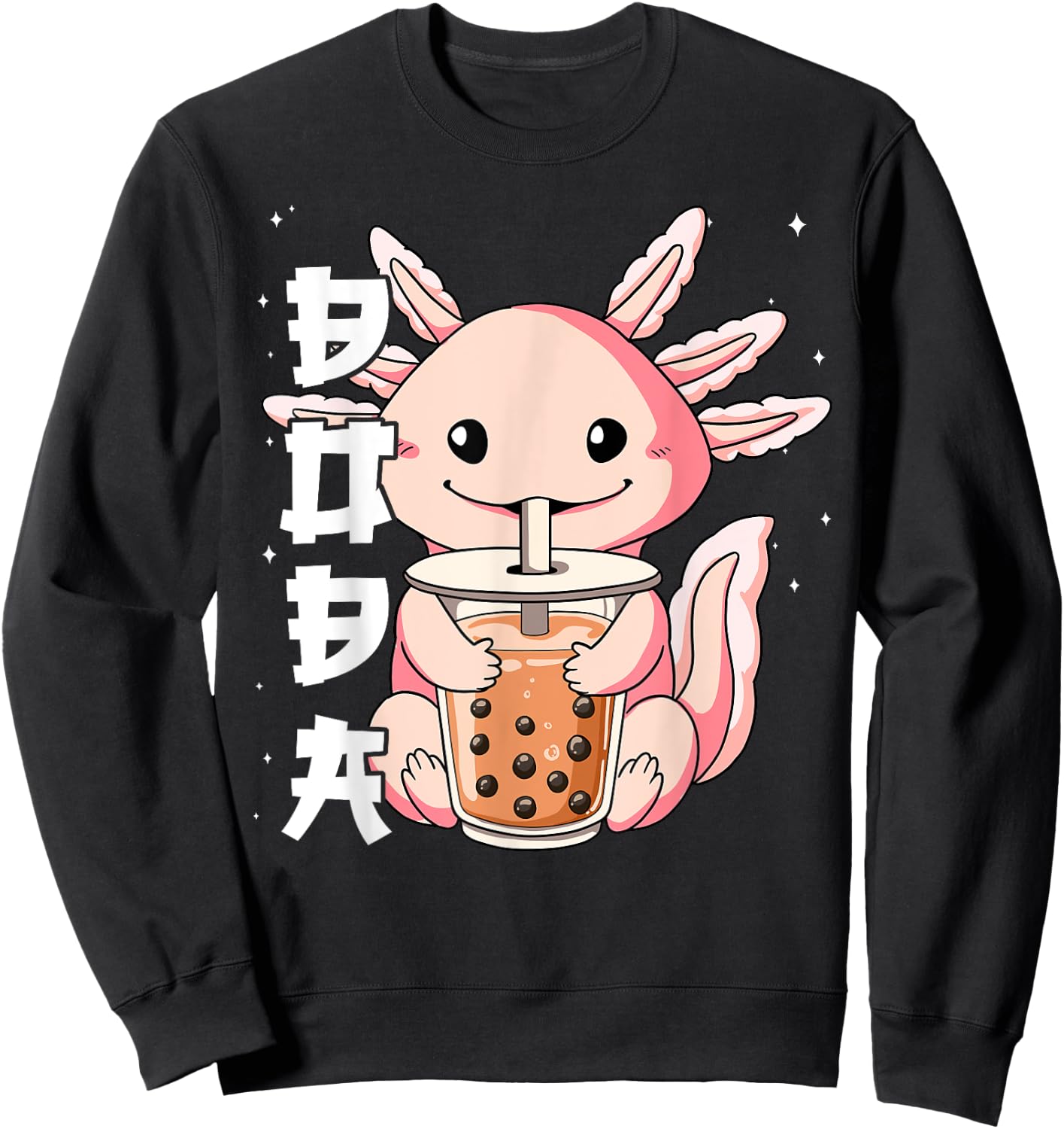 Bubble Tea Axolotl Boba Tea Sweatshirt - Sweatshirt | Black