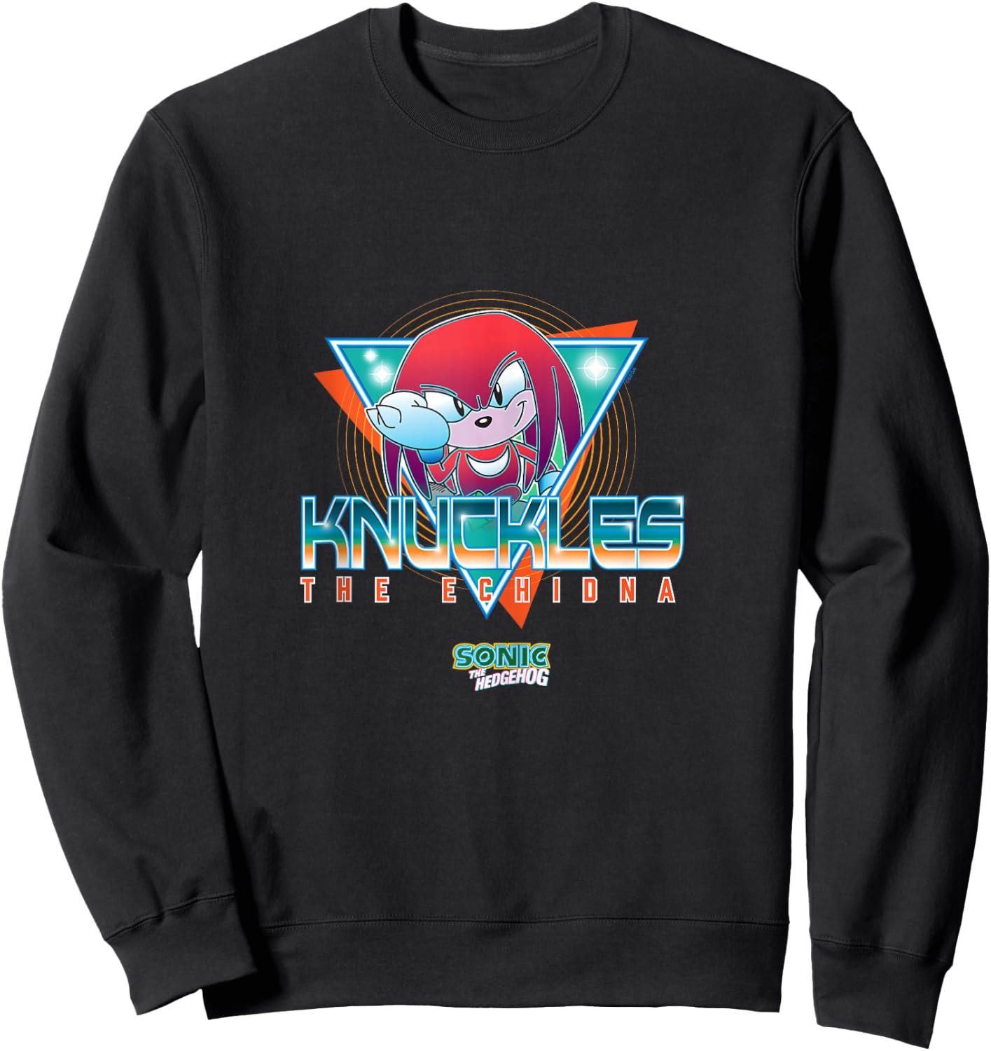 Sonic The Hedgehog Knuckles The Echidna Retro Neon Logo Sweatshirt - Sweatshirt | Black