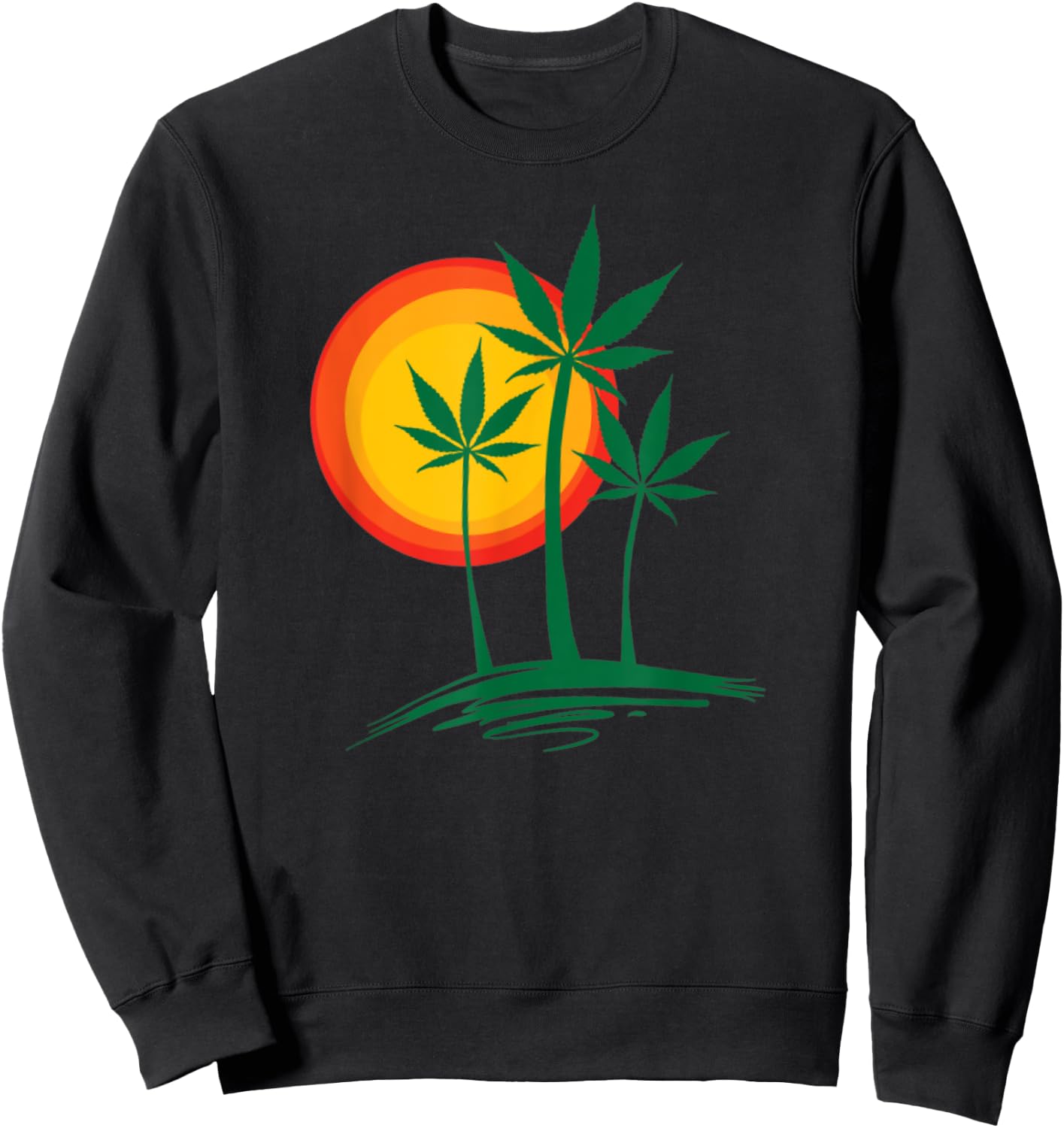 Beautiful Marijuana Weed Palm Tree Paradise Sweatshirt - Sweatshirt | Black