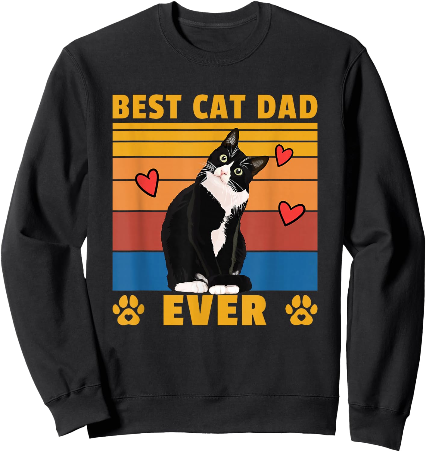 Men's Best Cat Dad Ever Funny Cat Sweatshirt - Sweatshirt | Black