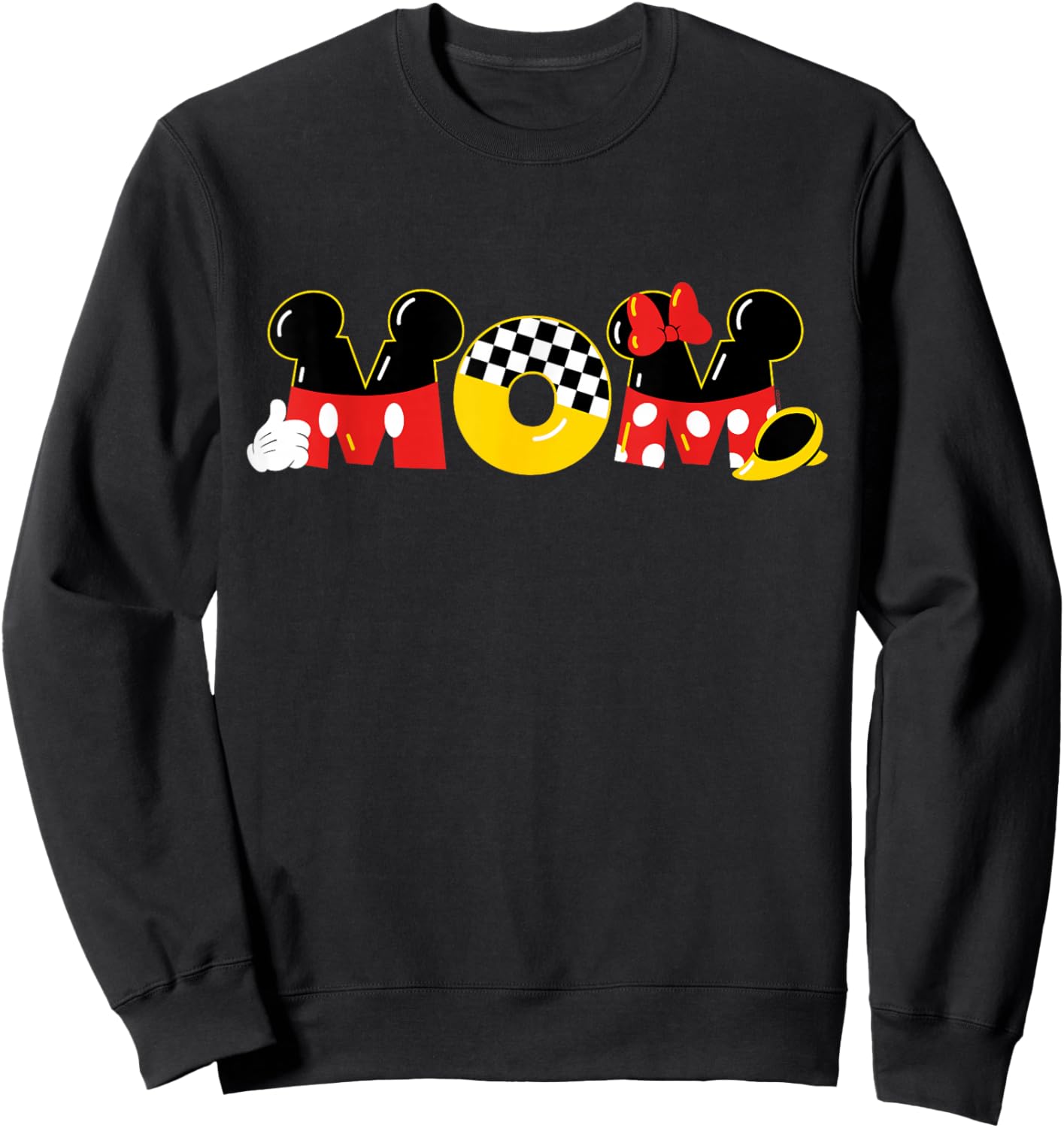 Disney Mickey Mouse & Minnie Mouse Mom Mother's Day Birthday , Black, S Sweatshirt - Sweatshirt | Black