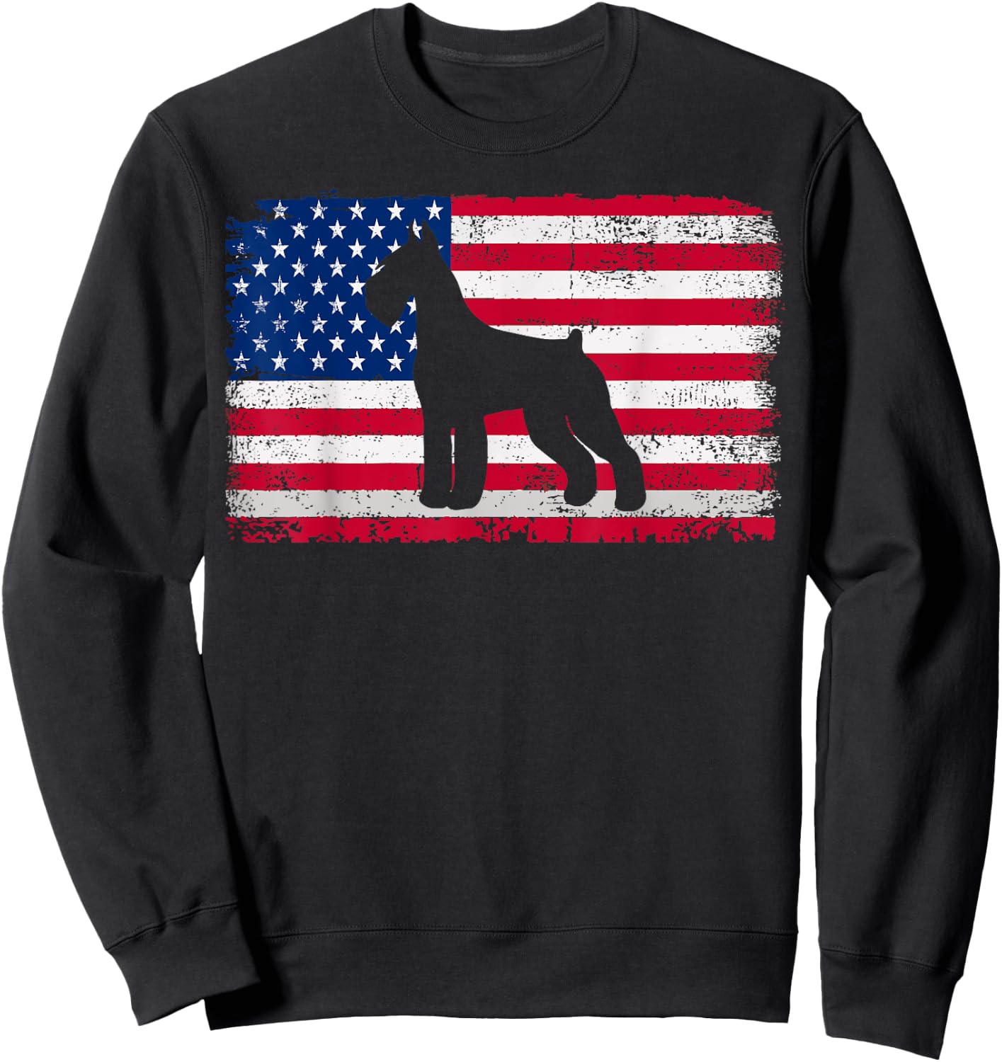 Standard Schnauzer Lover 4th of July Patriotic American Flag Sweatshirt - Sweatshirt | Black