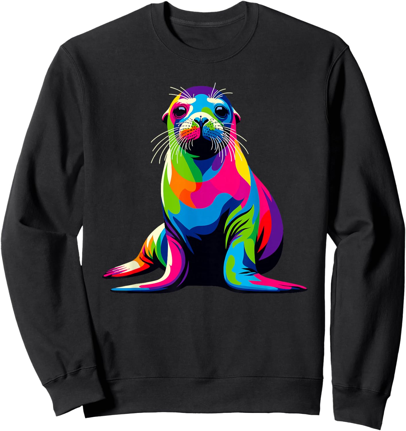 Colorful Pop Art Hawaiian Monk Seal Seals Sweatshirt - Sweatshirt | Black