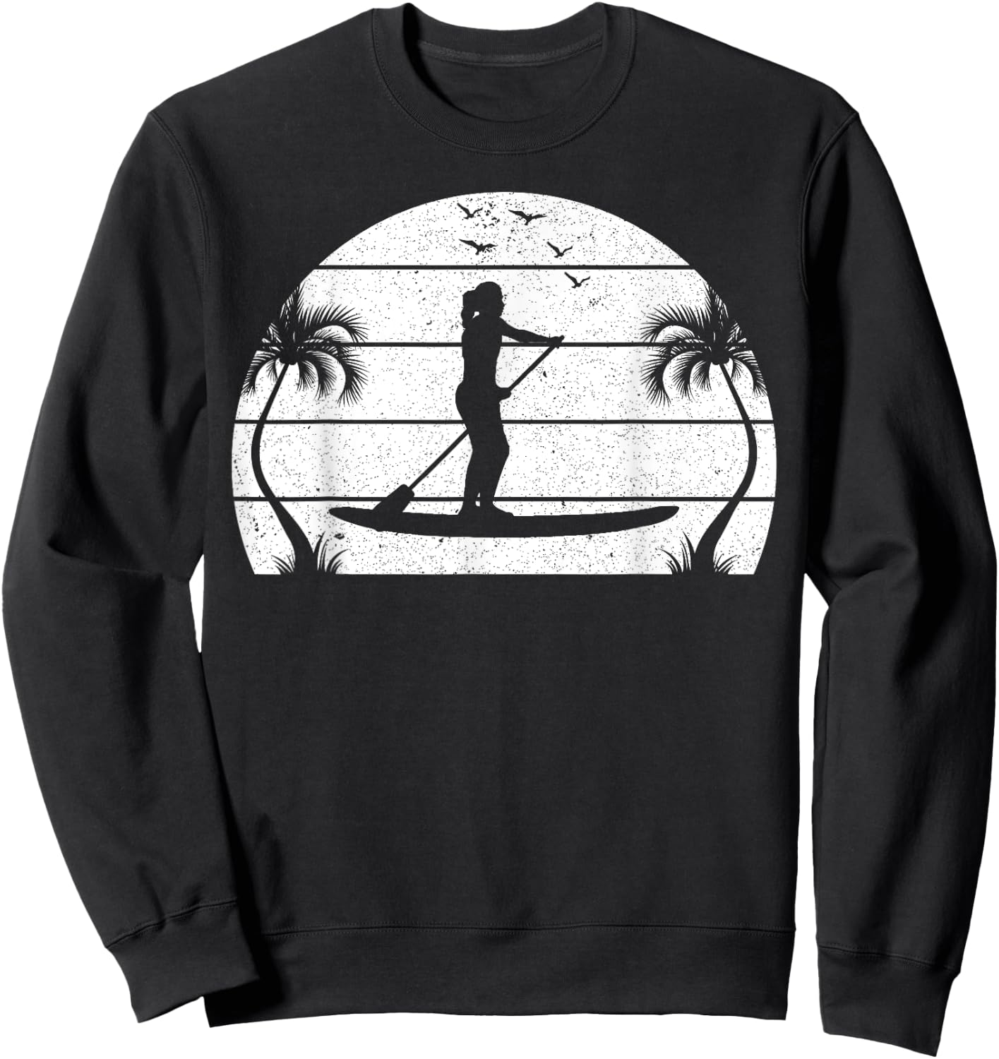 Water Sports Sunset SUP Girl - Stand Up Paddleboard Sweatshirt - Sweatshirt | Black
