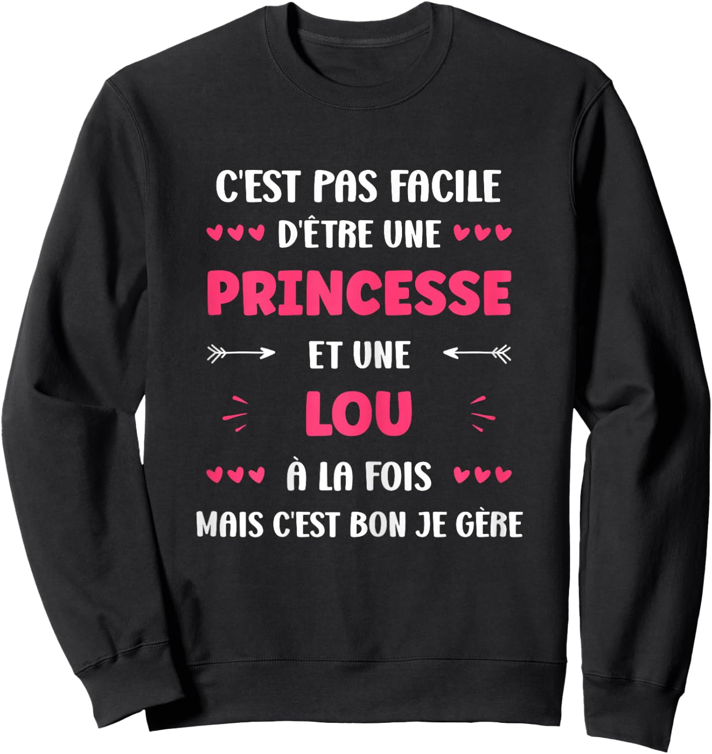 Princess Super Lou Girl Funny Name Lou , Black, Female X-Small Sweatshirt - Sweatshirt | Black