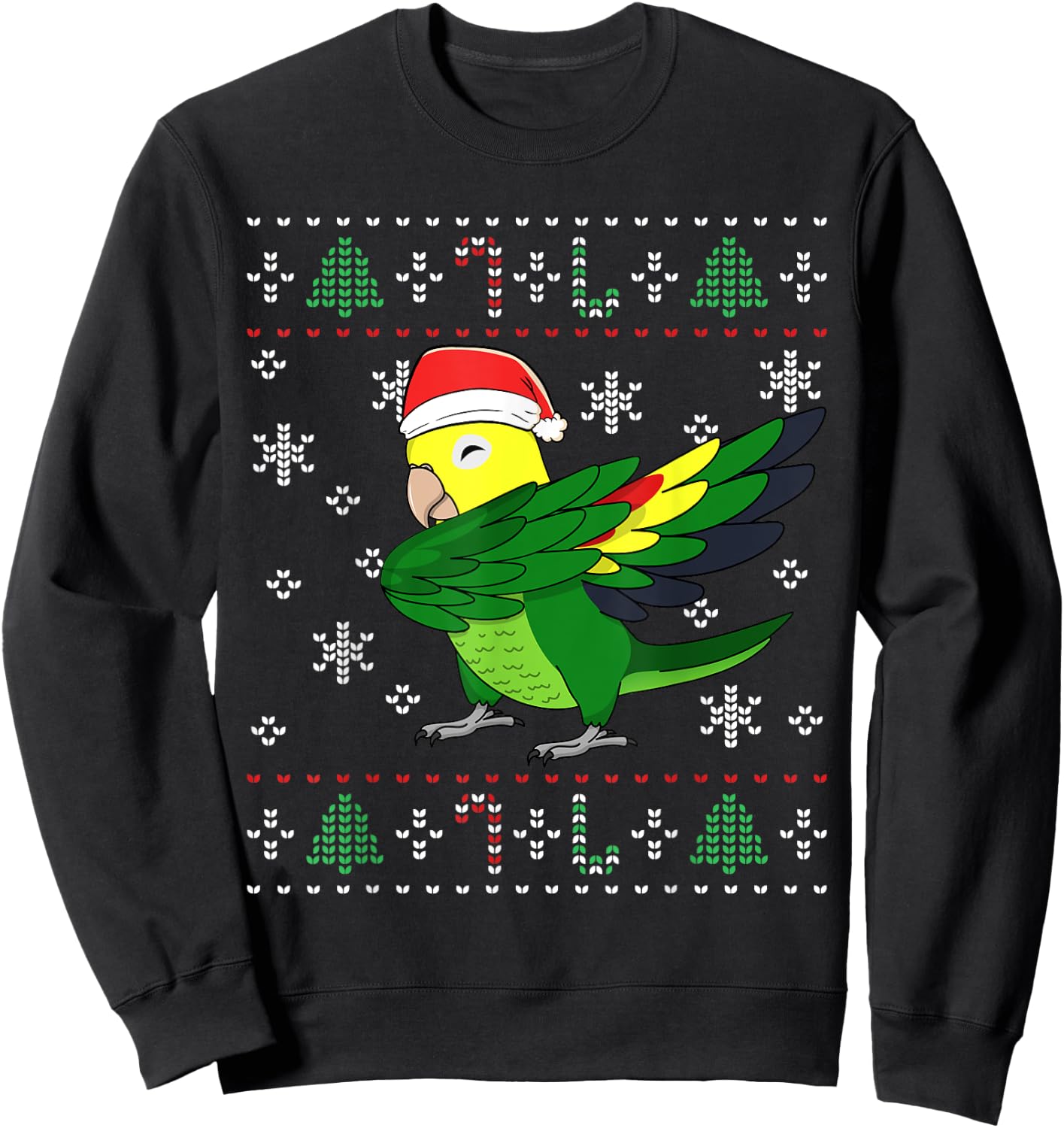 Dabbing Double Yellow-headed Amazon Parrot I Ugly Christmas Sweatshirt - Sweatshirt | Black