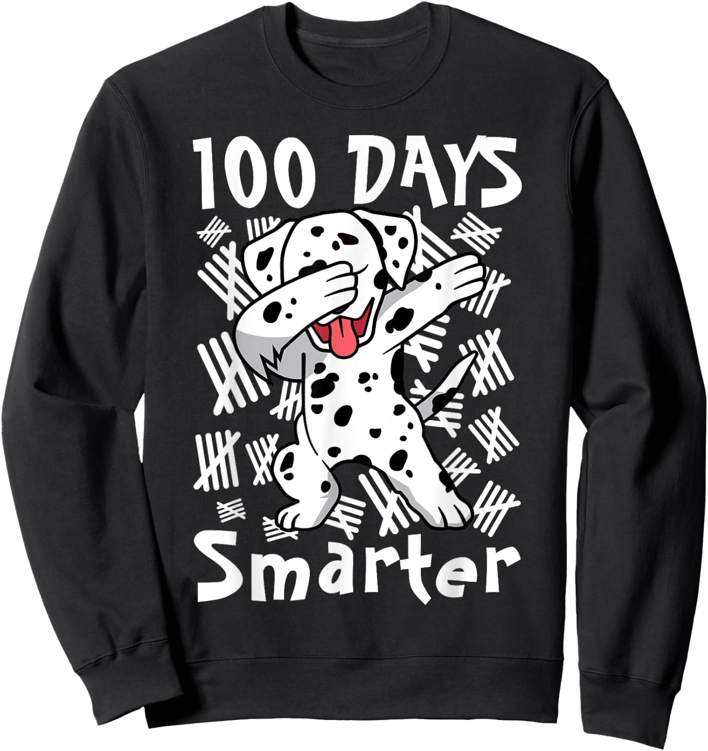 100 Days Smarter Dabbing 100 Days of School Dalmatian Kids Sweatshirt - Sweatshirt | Black