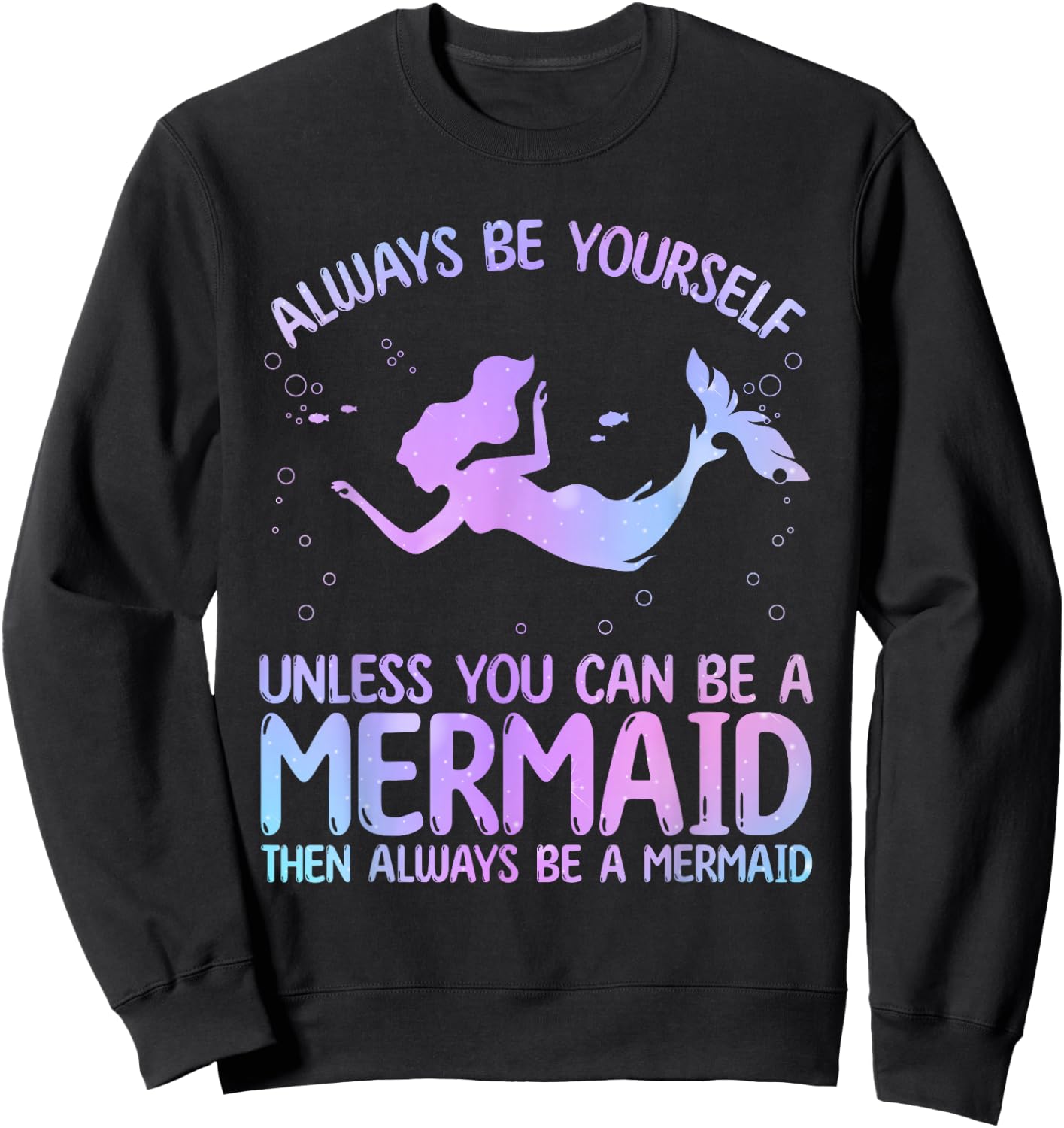 Cute Mermaid Art Girls Sea Creature Mermaid Lover Sweatshirt - Sweatshirt | Black