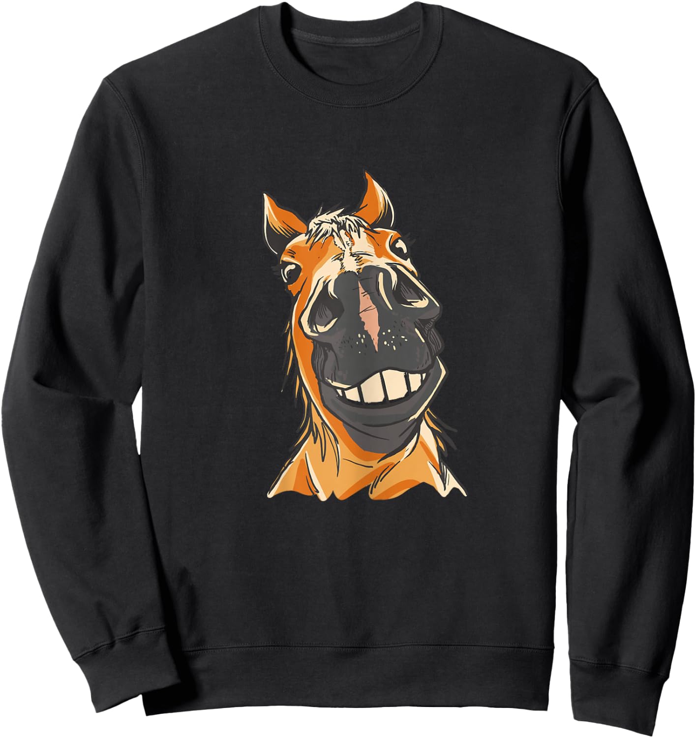 Braunes Pferd Lustiges Motiv Pferde Mädchen Stall und Reiten Sweatshirt - Sweatshirt | Black