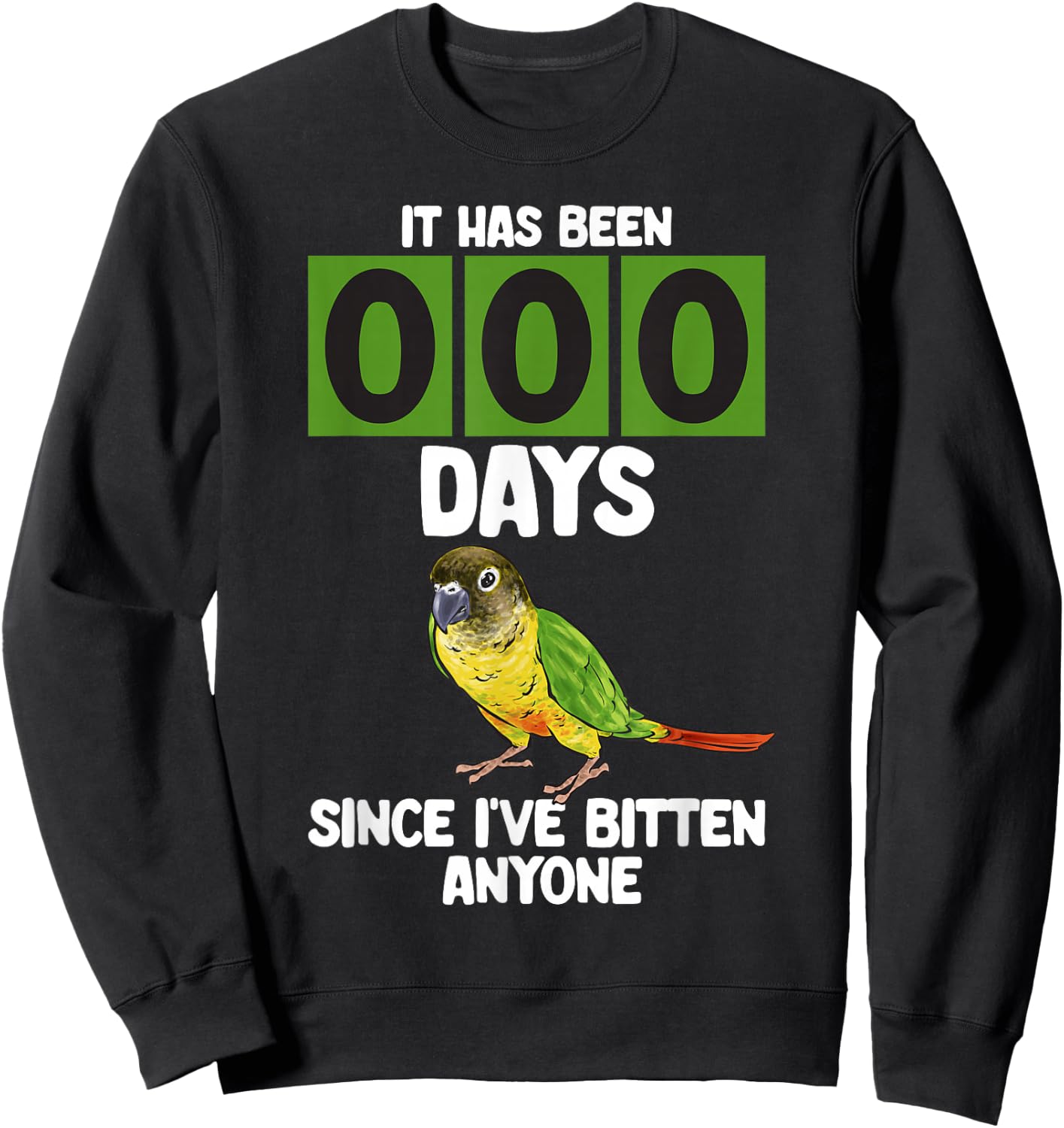 Green Cheek Conure Parrot Bird Conure Sweatshirt - Sweatshirt | Black