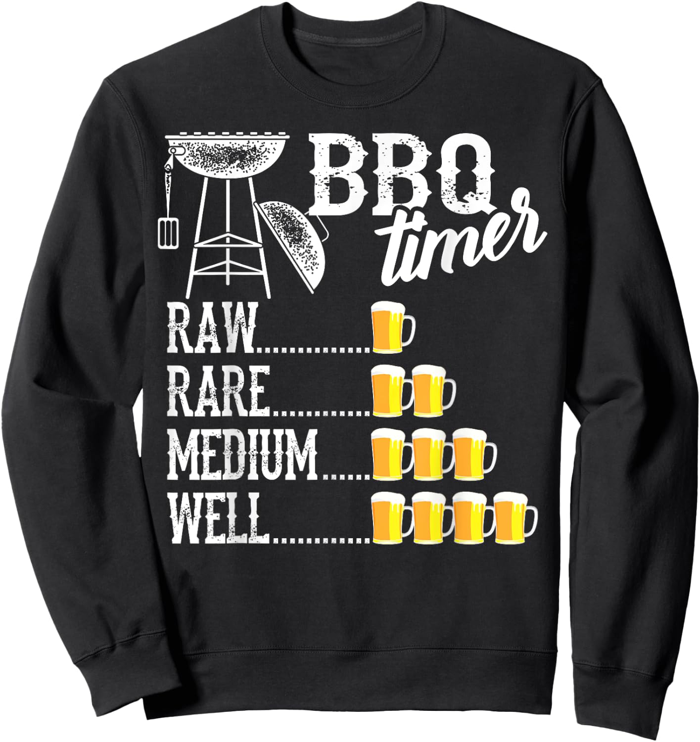 Funny BBQ Art Women Grilling Meat Smoking Barbecue Sweatshirt - Sweatshirt | Black