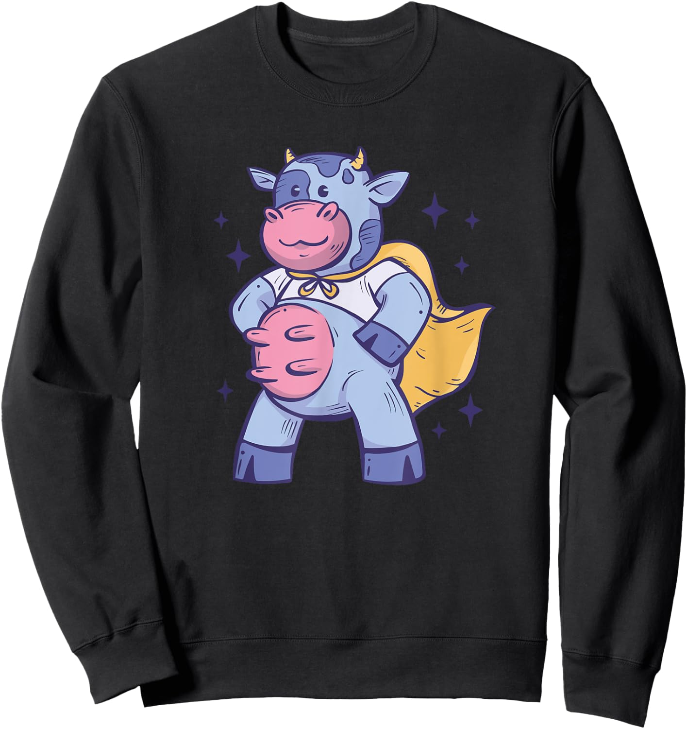 Cow In Superhero Costume Cattle, Cow Farmer Sweatshirt - Sweatshirt | Black