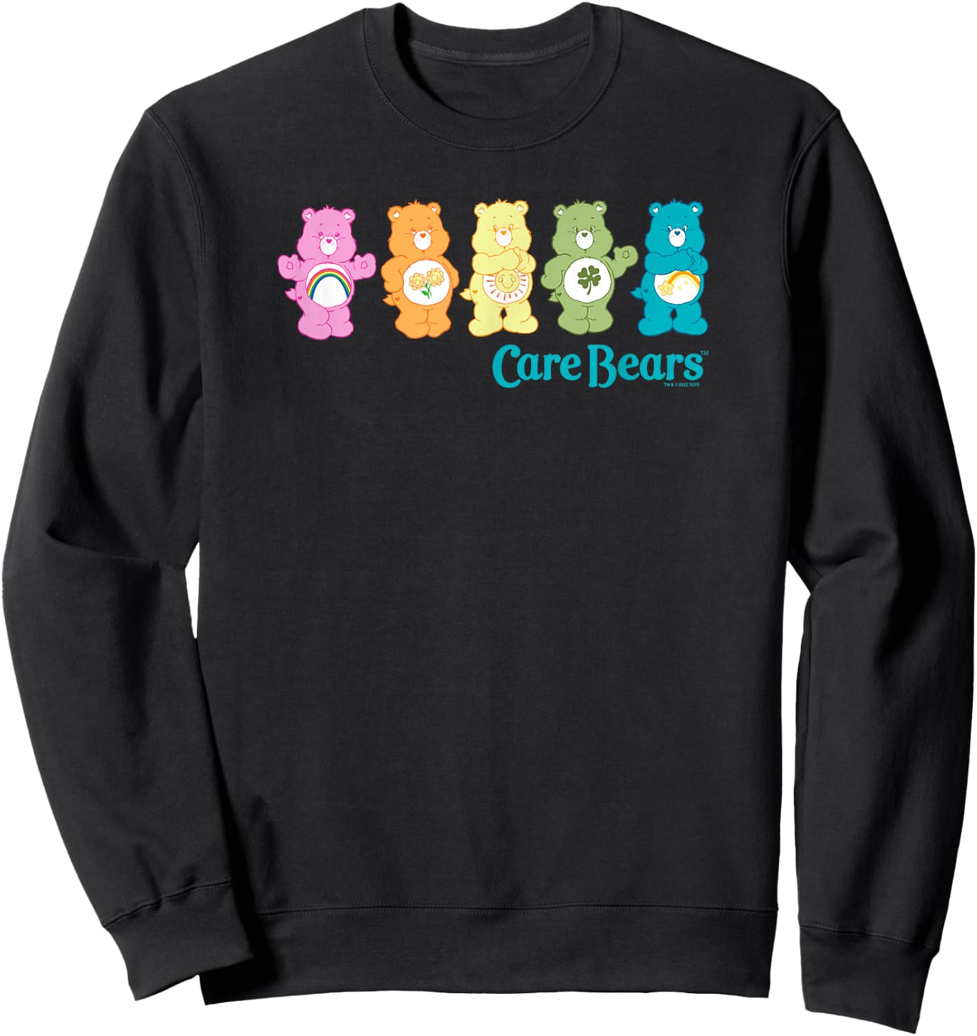 Care Bears Classic Vintage Rainbow Bears Line Up Logo , Black, S Sweatshirt - Sweatshirt | Black