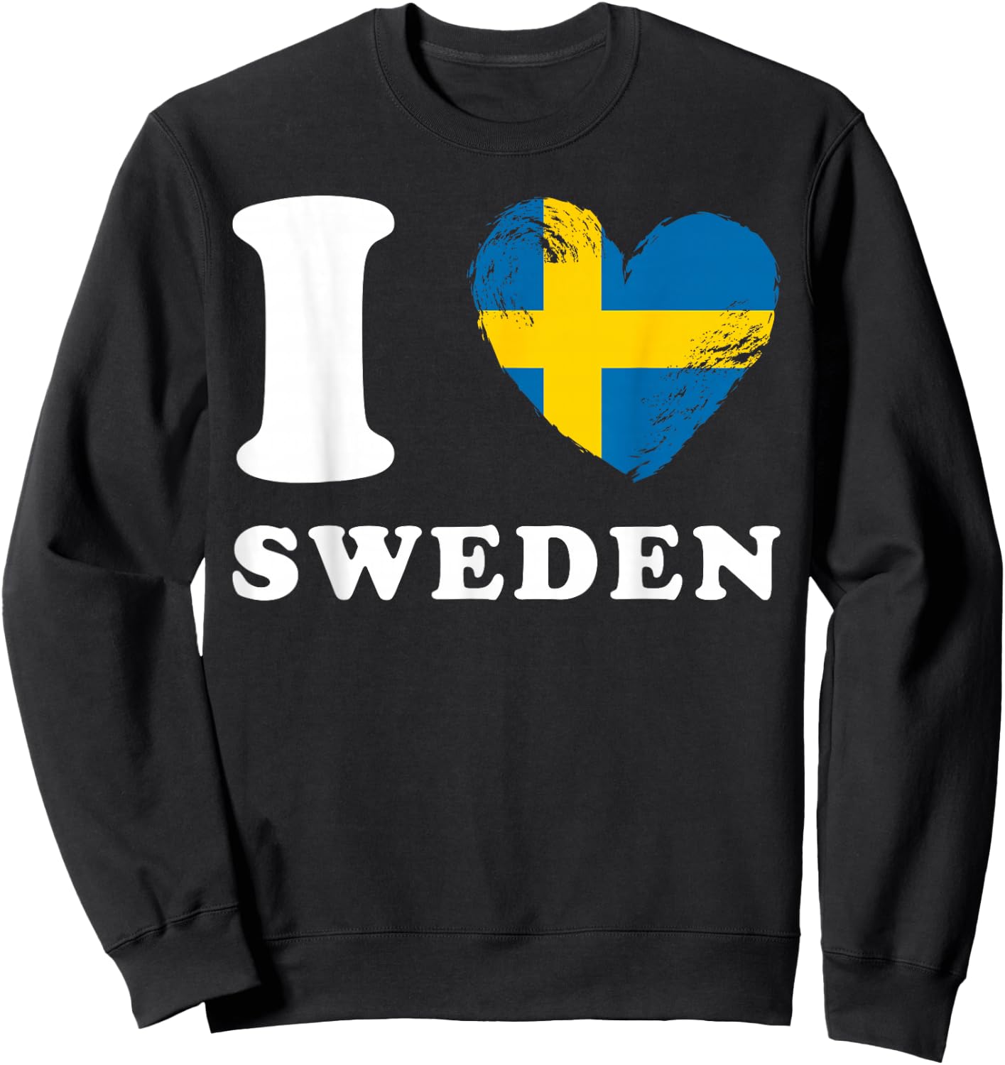 I Love Sweden - Heart Flag Sweden Sweatshirt - Sweatshirt | Black
