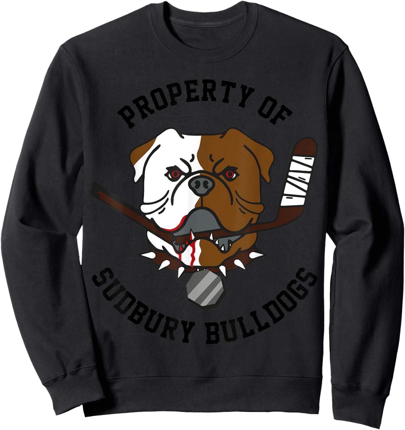 Retro Bulldog Property of Sudbury Bulldogs Classic Vintage Cartoon - Grey, Small Sweatshirt - Sweatshirt | Black