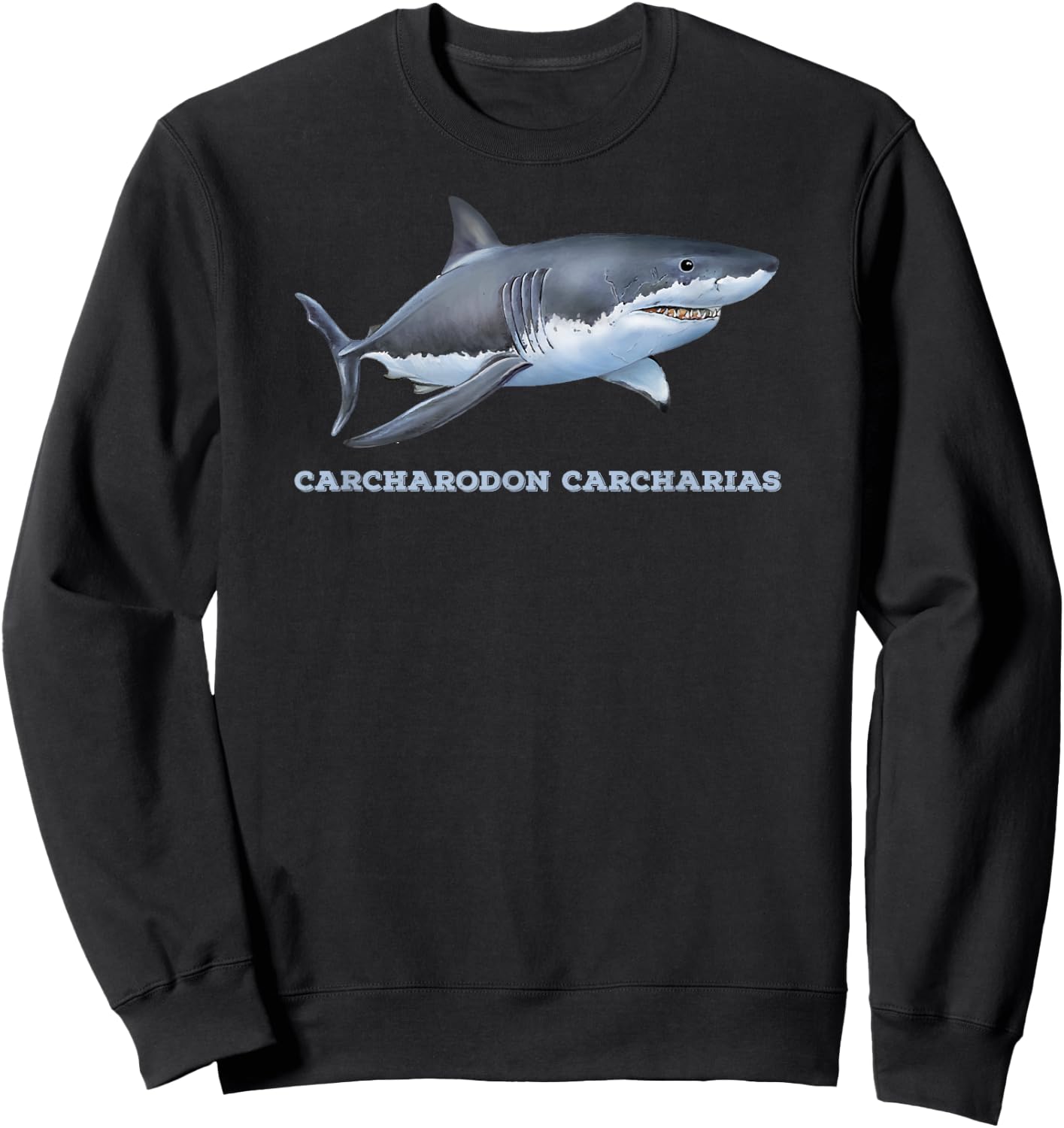 Great White Shark Shirt Men Women Adults Teens Boy Girl Gift Sweatshirt - Sweatshirt | Black