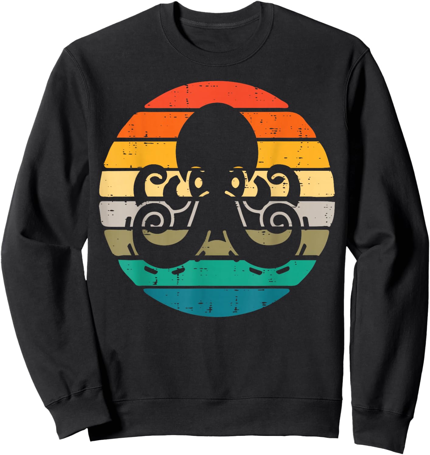 Octopus Silhouette Sunset Retro Cephalopod Men Women Kids Sweatshirt - Sweatshirt | Black