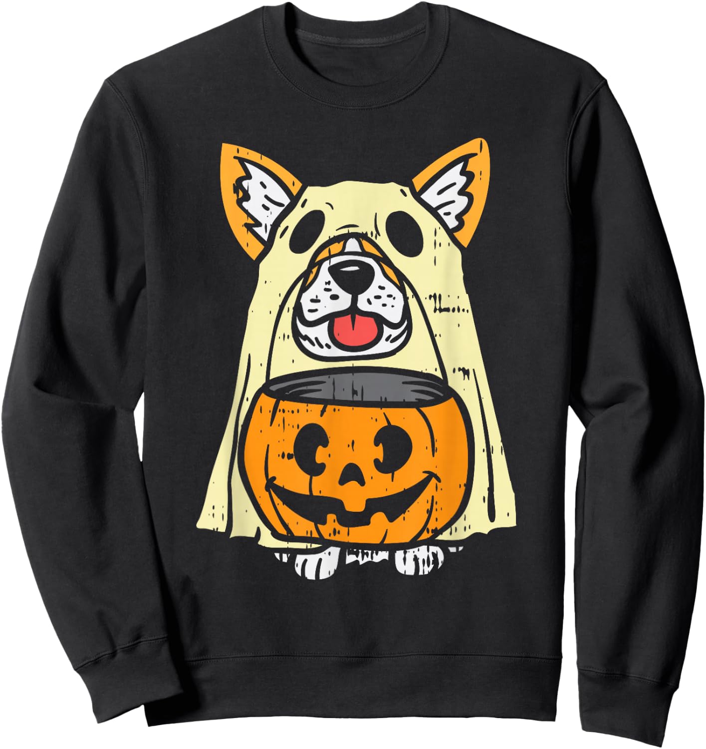 Welsh Corgi Ghost Funny Halloween Costume Dog Owner Lover Sweatshirt - Sweatshirt | Black