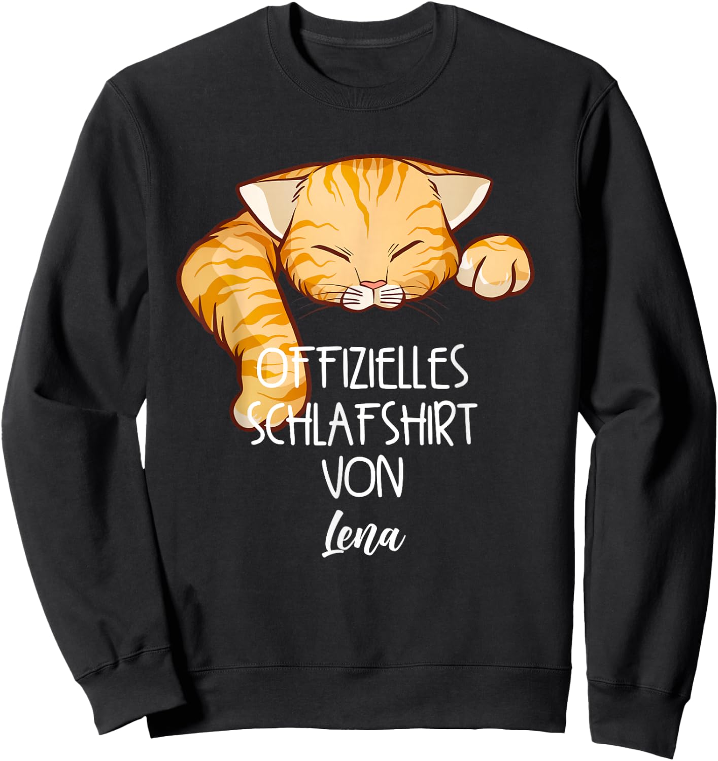 Offizielles Schlafshirt Von Lena Nachthemd Katzen Sweatshirt - Sweatshirt | Black