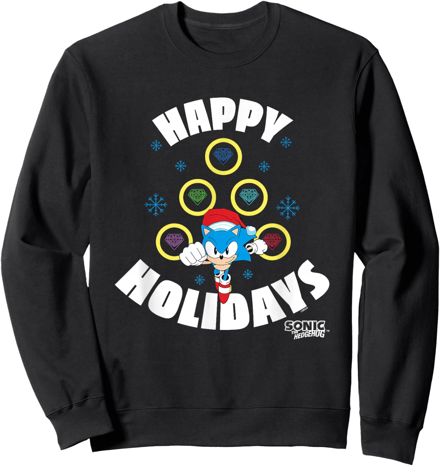 Sonic The Hedgehog Christmas Happy Holidays Chaos Tree Sweatshirt - Sweatshirt | Black