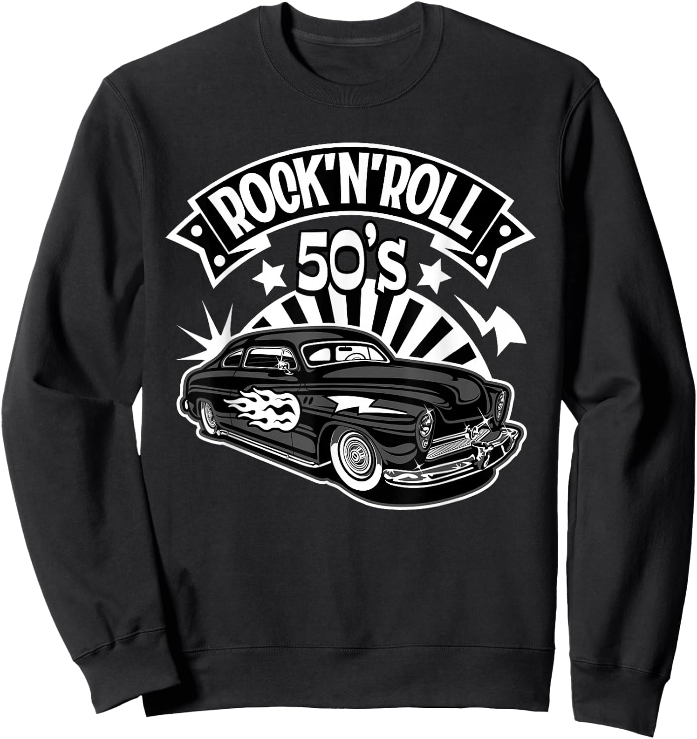 50s Rock and Roll Costumes 1950s Sock Hop Rockabilly Greaser Sweatshirt - Sweatshirt | Black