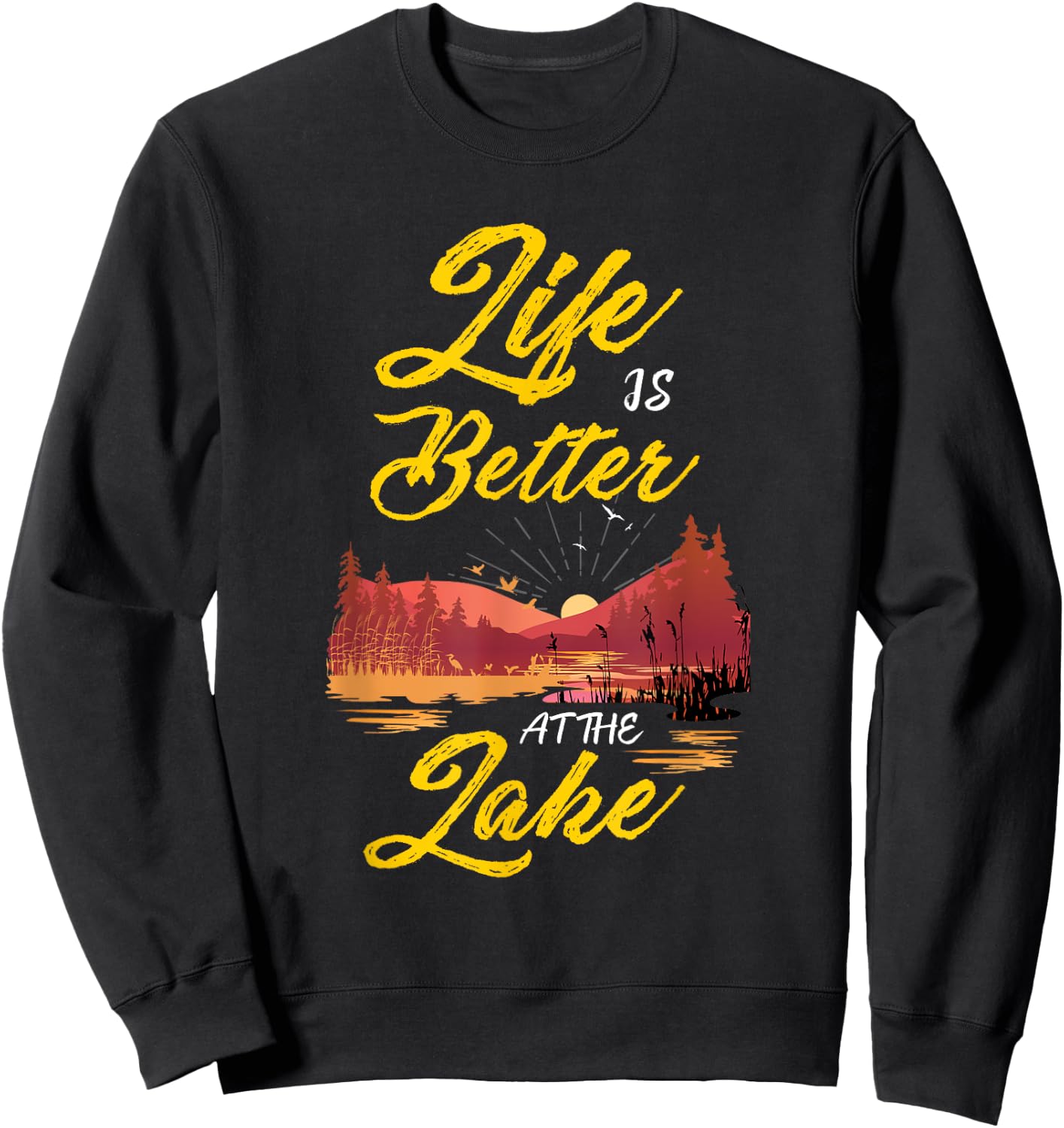 Cool Life Is Better at the Lake Women, Men and Youth Boating Sweatshirt - Sweatshirt | Black