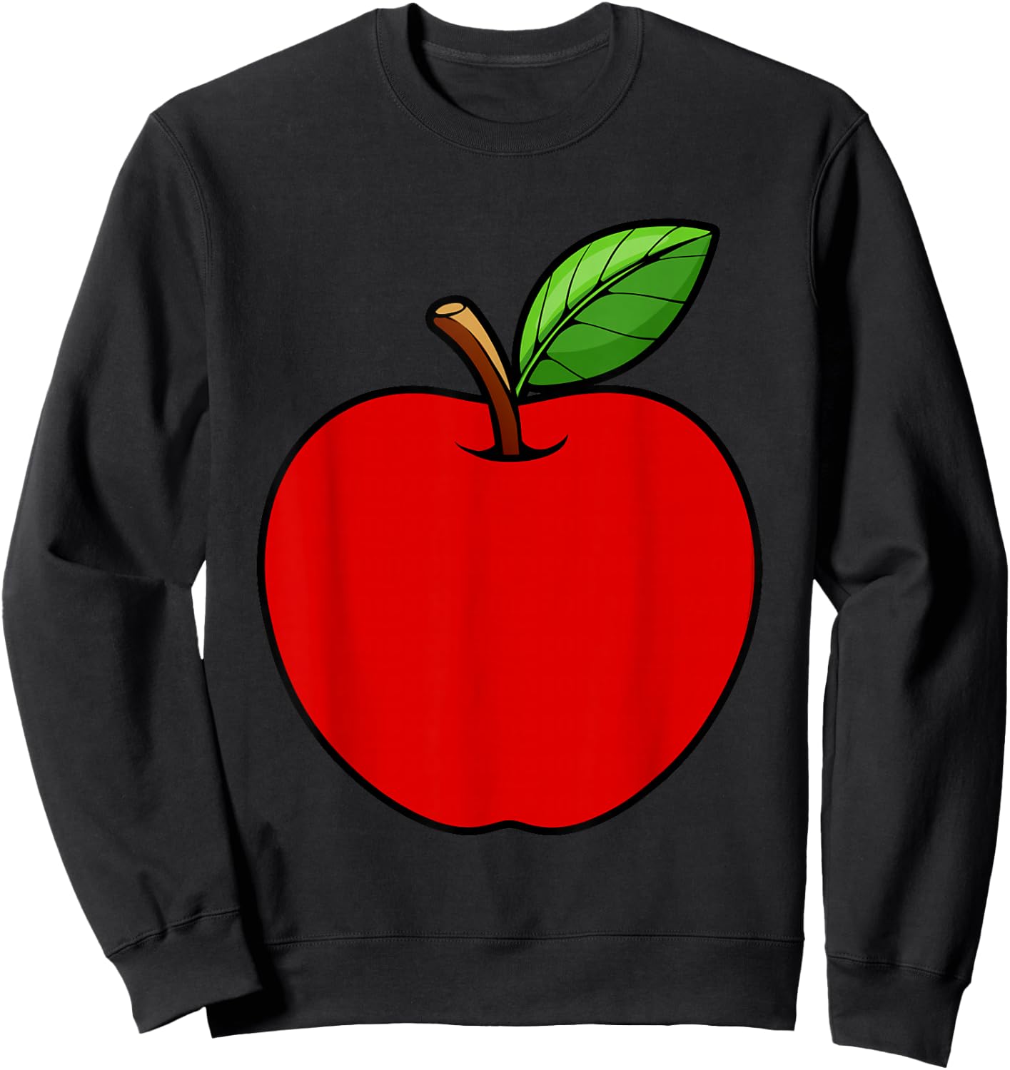 Cute Red Apple Design Women Kids Adult Apple Fruit Sweatshirt - Sweatshirt | Black