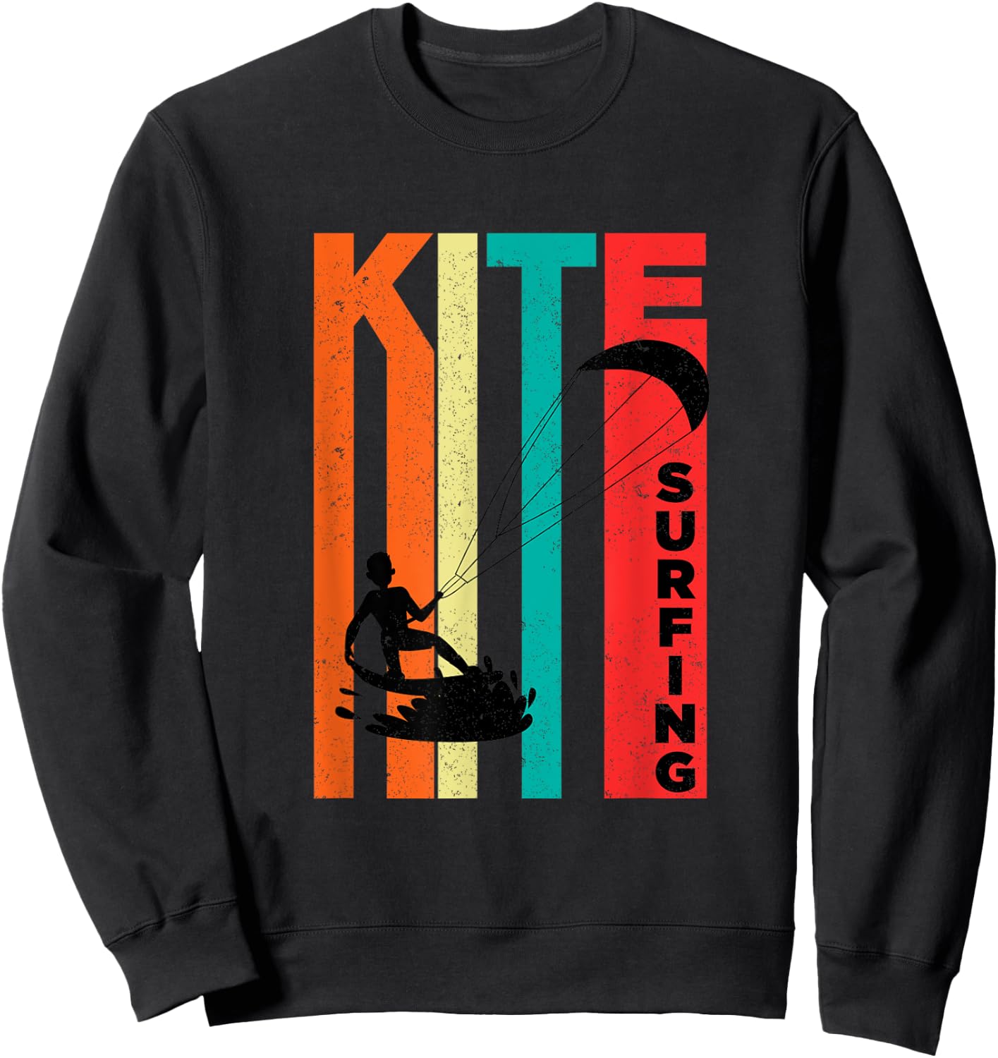 Kitesurfing Retro Vintage Kiteboard Kitesurfer Surfing Gift Sweatshirt - Sweatshirt | Black