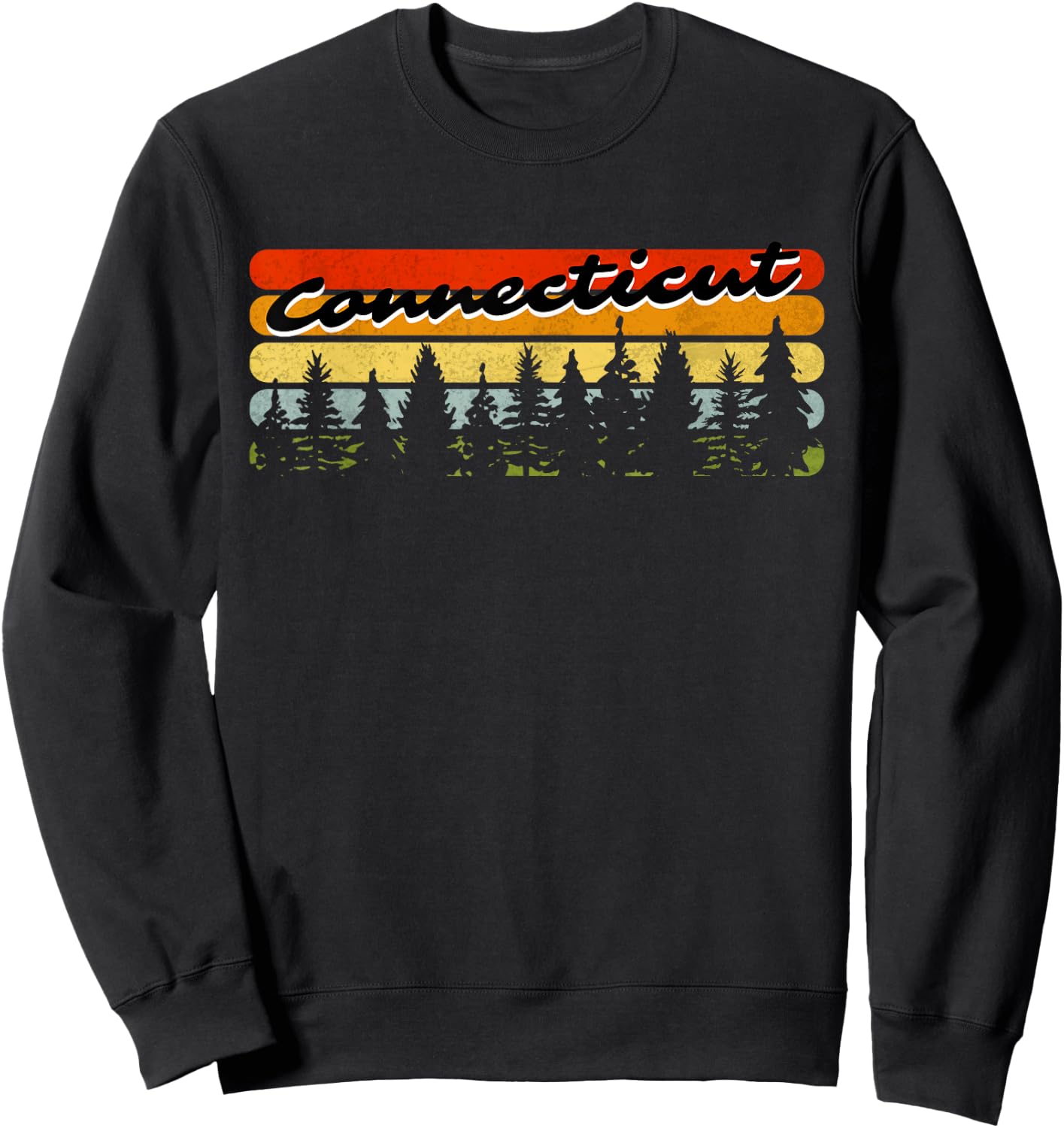 Connecticut Forest Sunset Trees Cabin Theme Souvenir Sweatshirt - Sweatshirt | Black