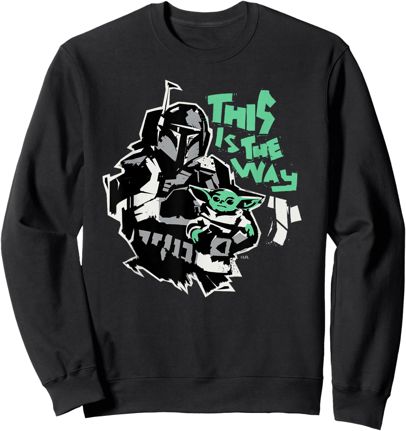Star Wars The Mandalorian and Grogu This is the Way Raw Sweatshirt - Sweatshirt | Black