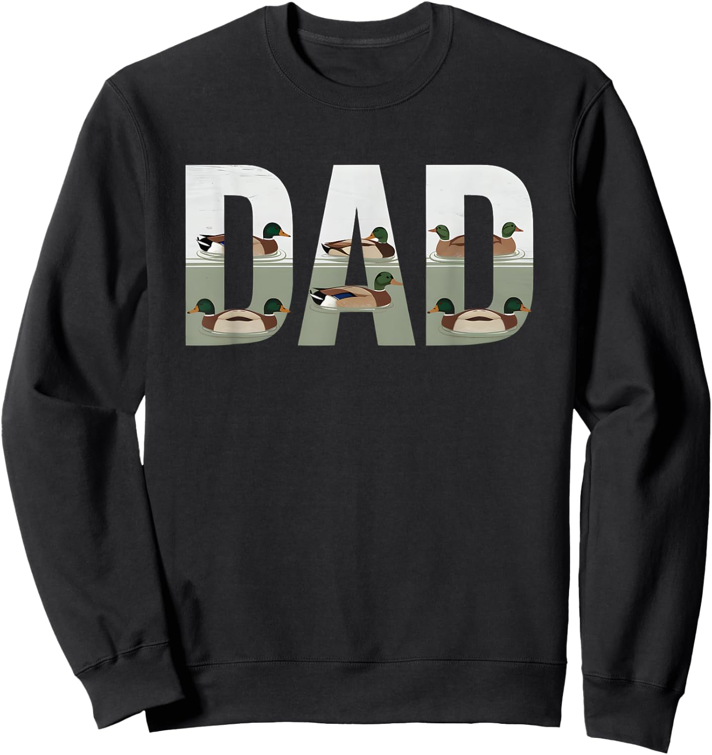 Hunting Dad Duck Camouflage Camo Fathers Day Hunter Sweatshirt - Sweatshirt | Black