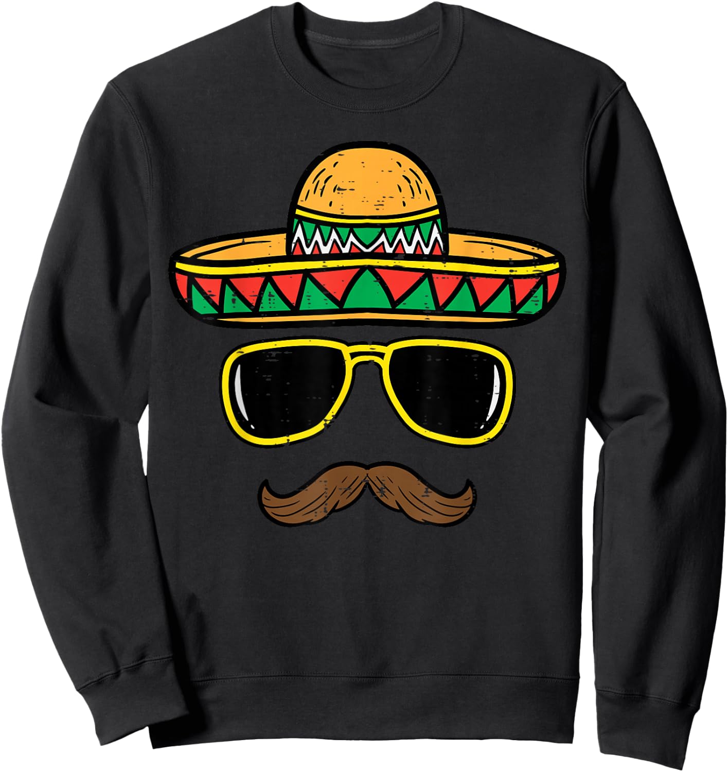 Sombrero Face Cinco De Mayo Mexican Fiesta Party Kids Boys , black, s Sweatshirt - Sweatshirt | Black