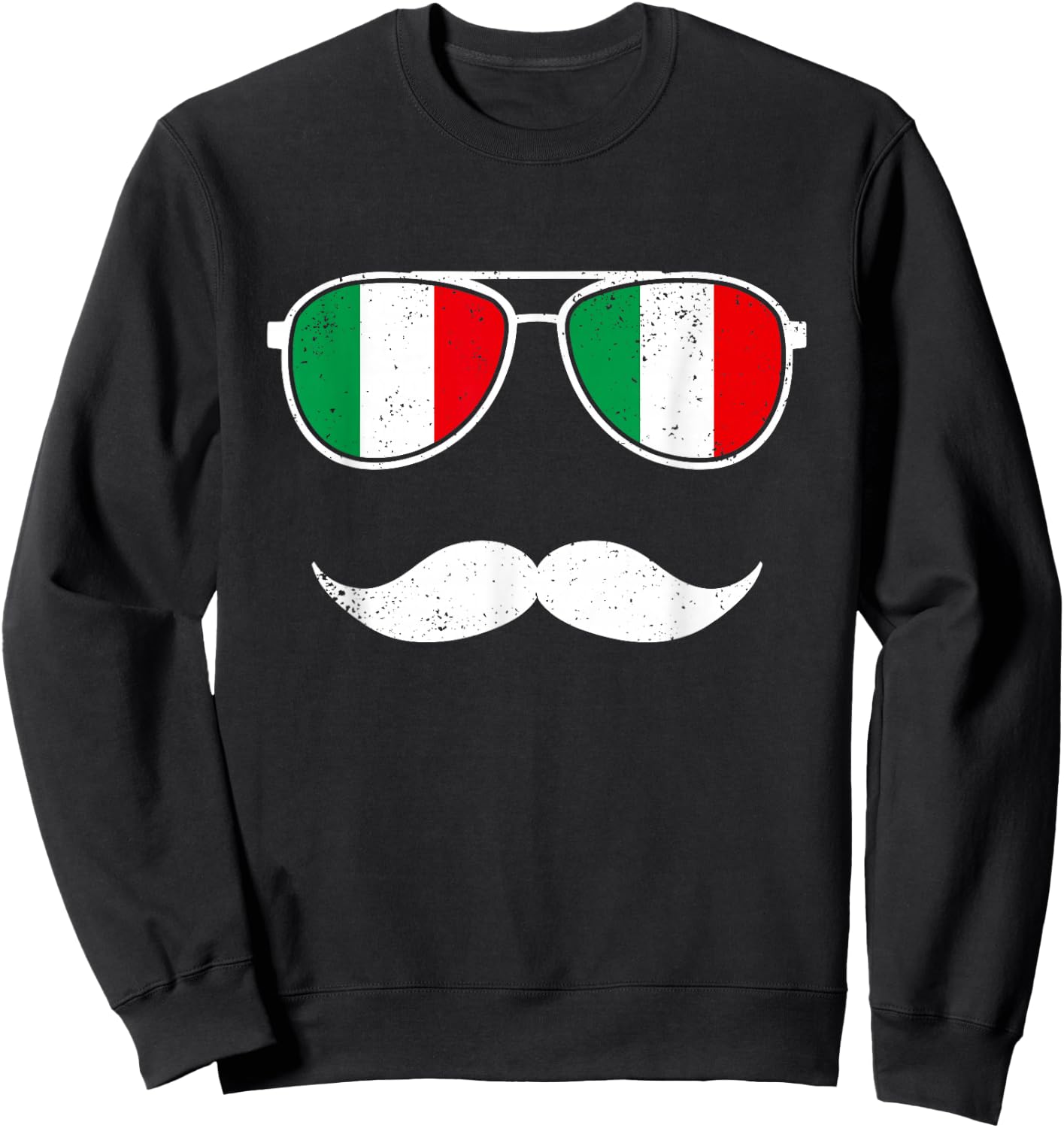 Italien-Flagge, Retro-Sonnenbrille, Schnurrbart, lustige italienische Jungen Sweatshirt - Sweatshirt | Black