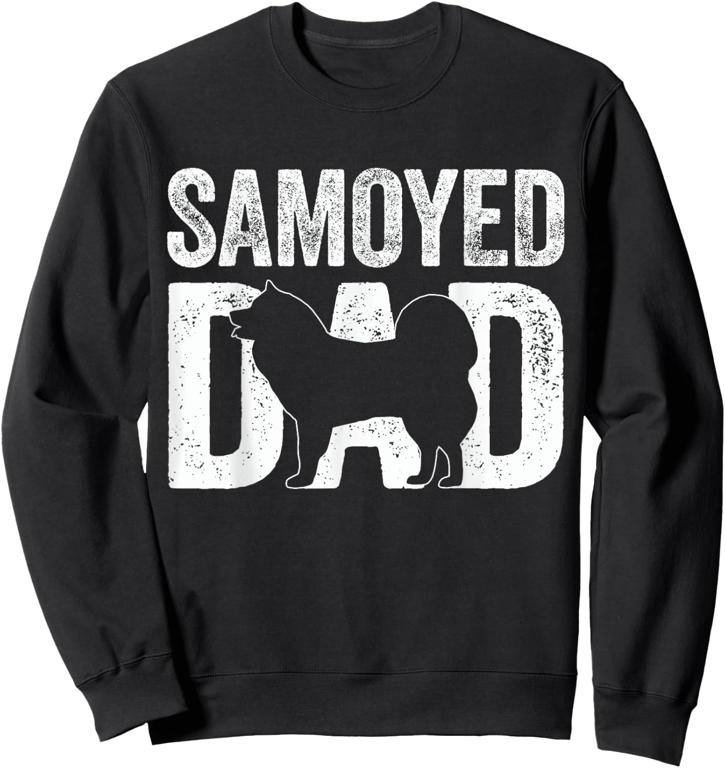 Retro Samoyed Dad Papa Father's Day Samoyed Silhouette Sweatshirt - Sweatshirt | Black
