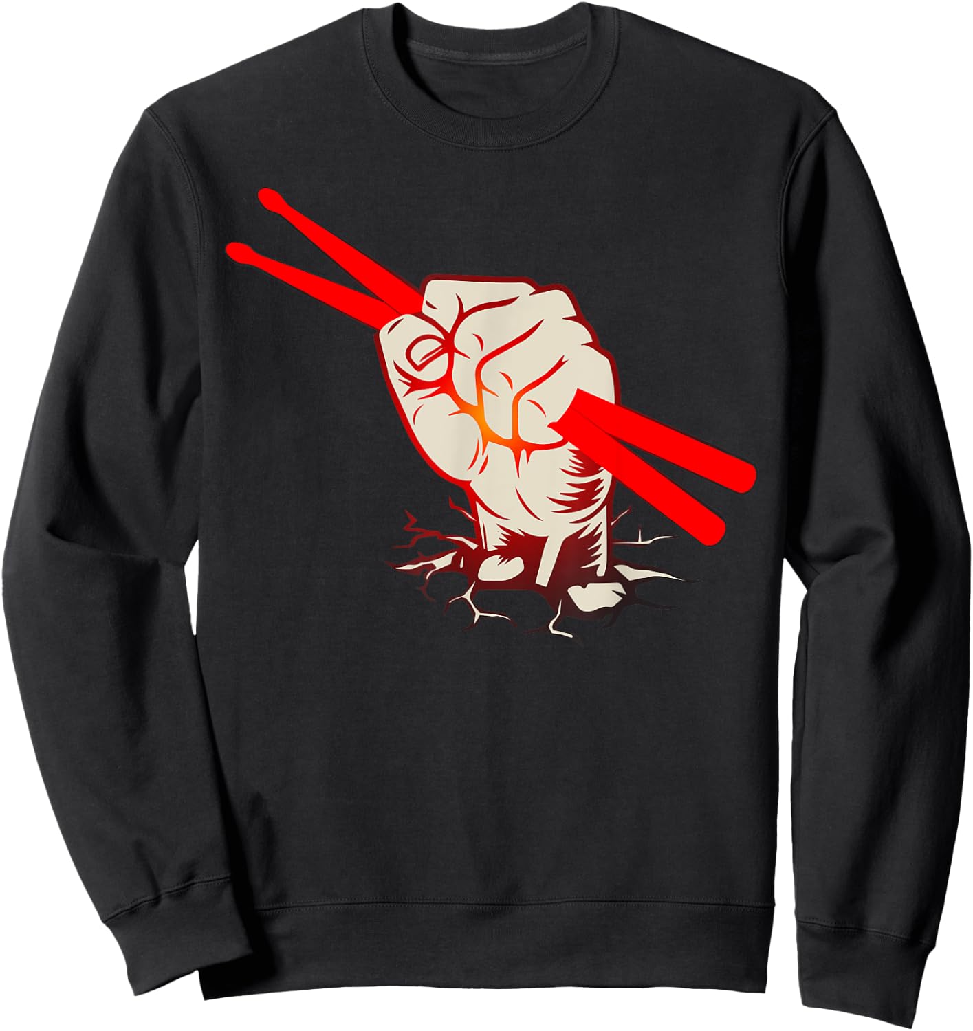 Vintage Drummer Retro Distressed Drum Sticks Hand Sweatshirt - Sweatshirt | Black