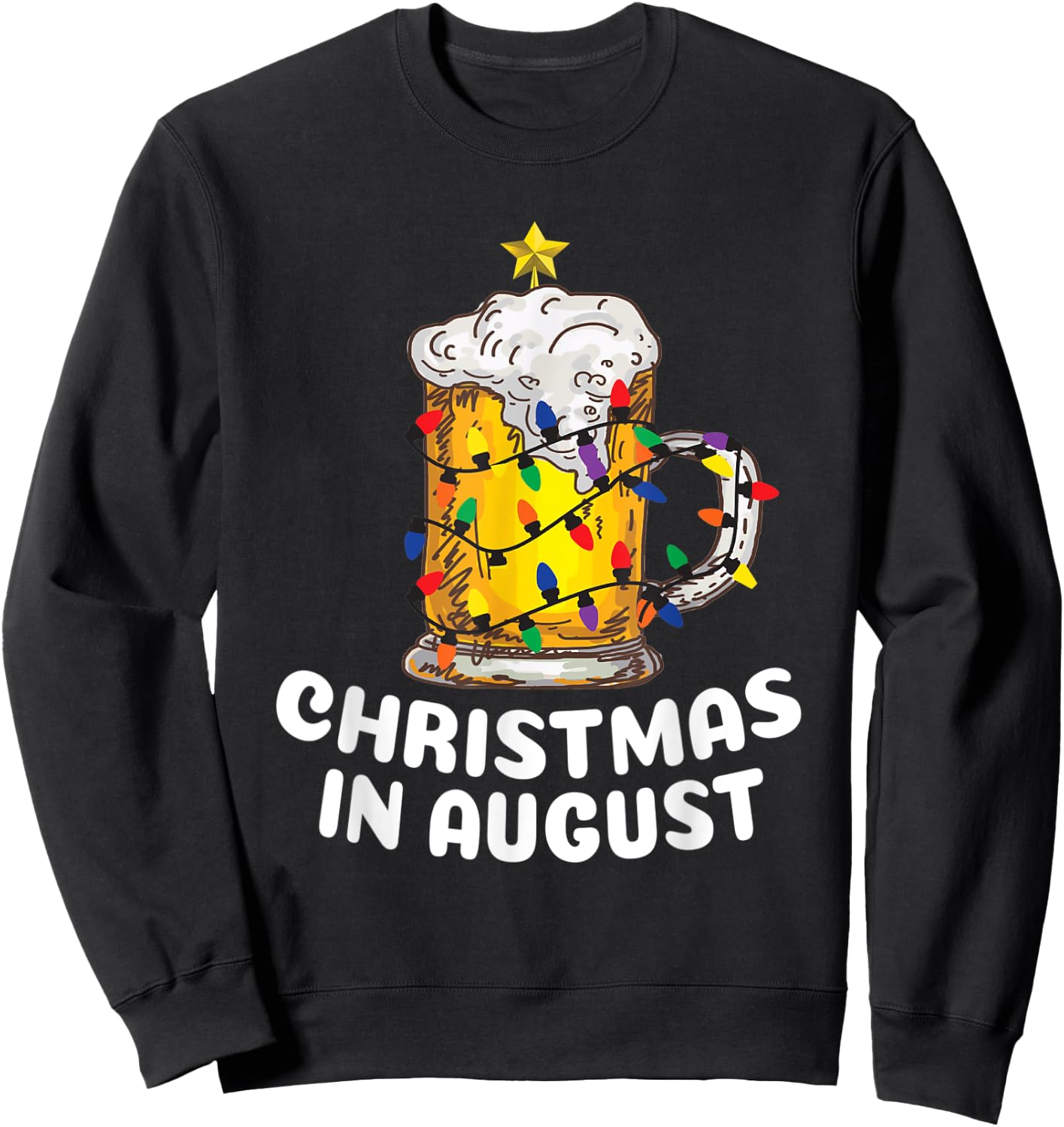 Awesome Beer Xmas Tree Summer For Christmas In August Men Women Sweatshirt - Sweatshirt | Black