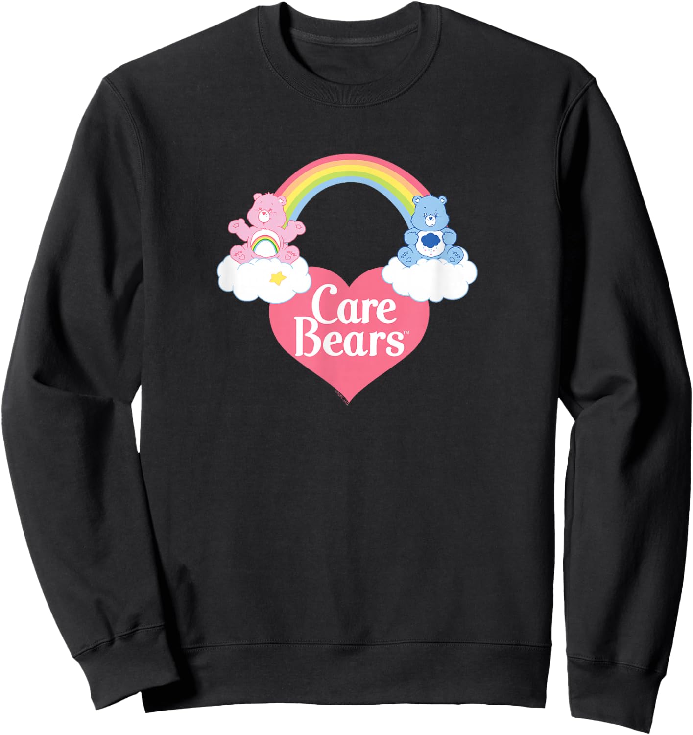 Care Bears Logo with Cheer Bear and Grumpy Bear Cartoon Sweatshirt - Sweatshirt | Black
